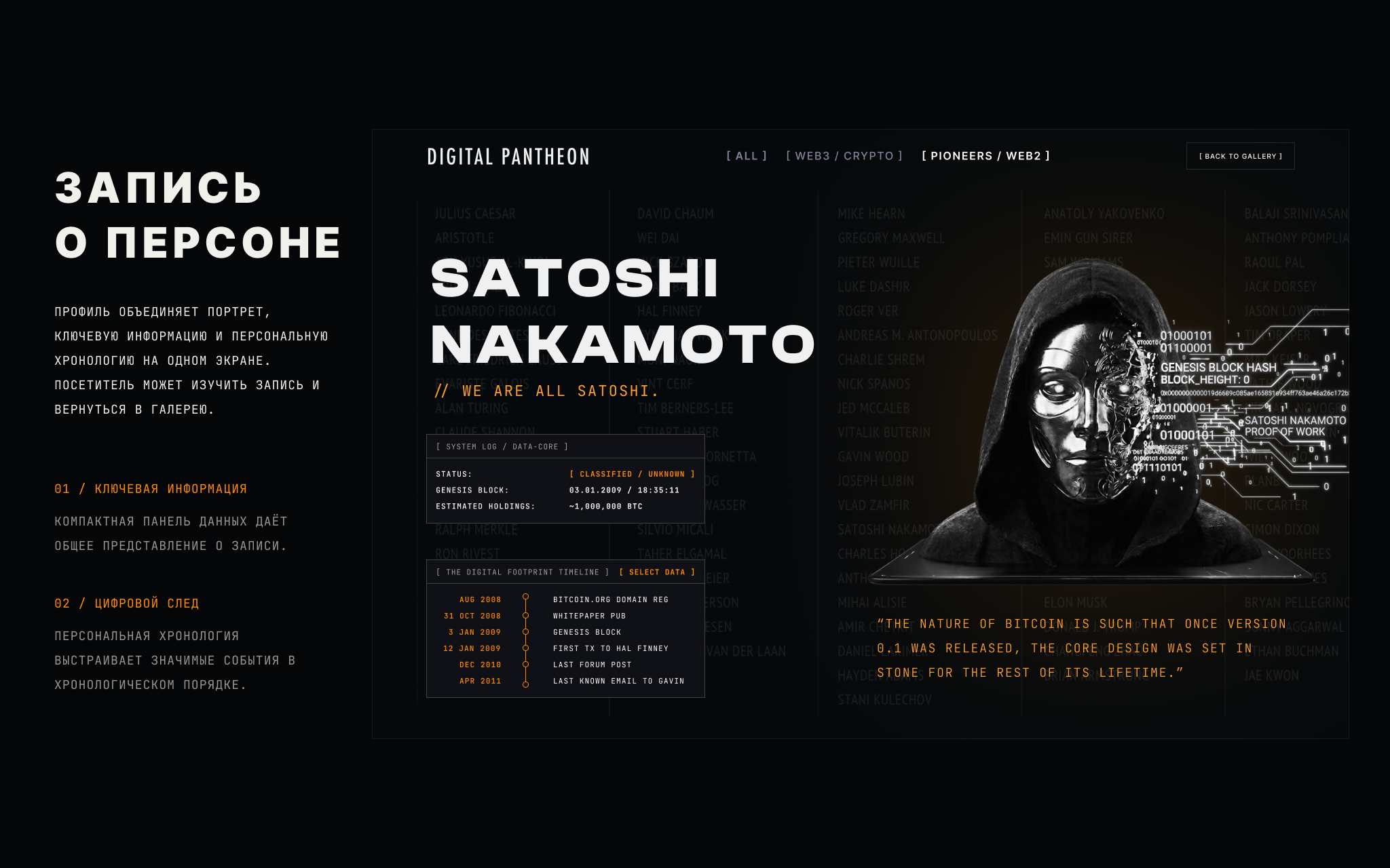 Digital Pantheon - Цифровой Музей Криптографии и Web3 — Изображение №9 — Интерфейсы, Брендинг на Dprofile