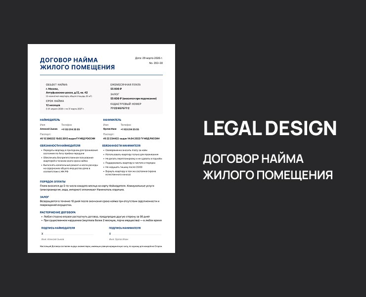 Визуальный договор аренды на Dprofile