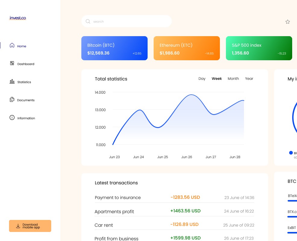Dashboard — Интерфейсы, Графика на Dprofile