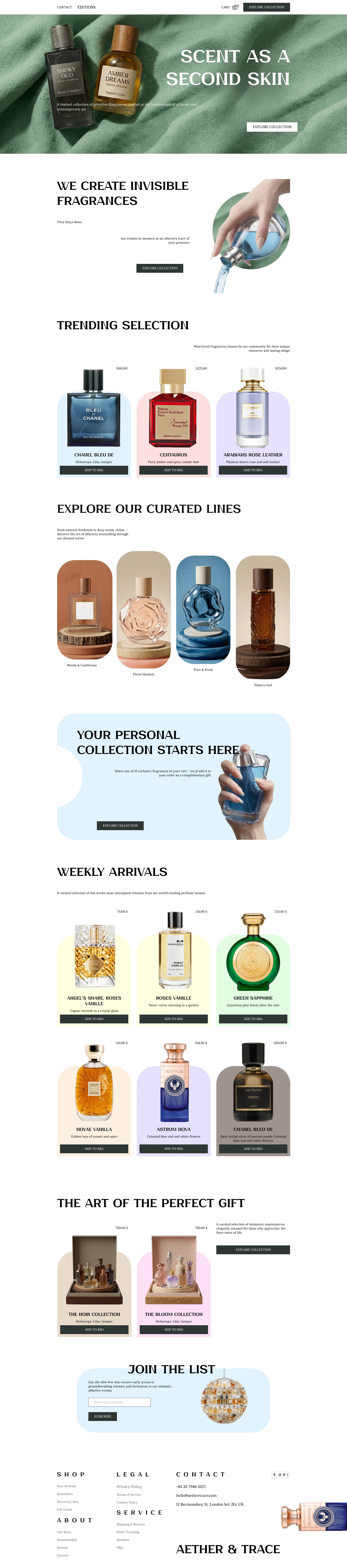 Aether & Trace - магазин нишевой парфюмери — Изображение №3 — Интерфейсы на Dprofile