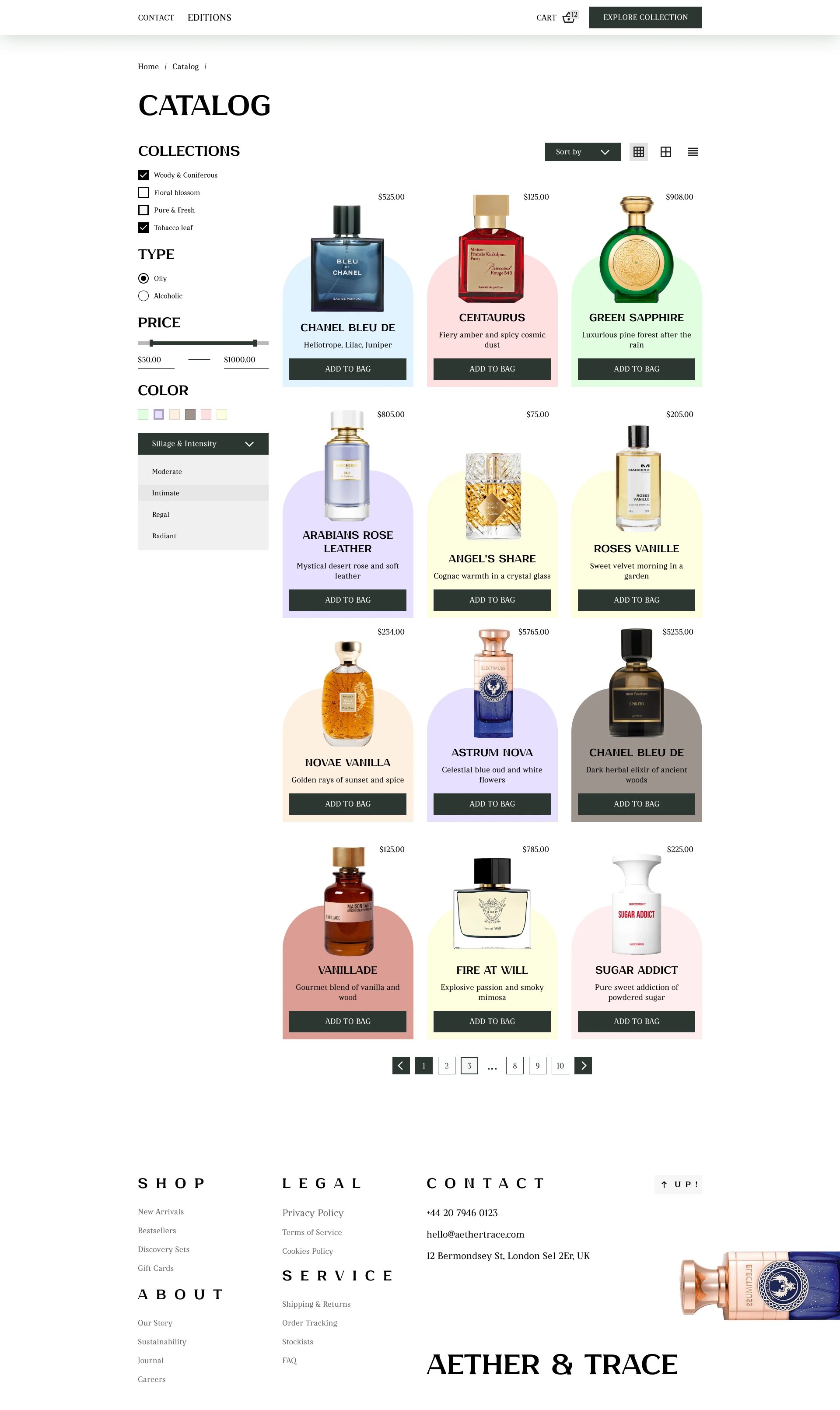 Aether & Trace - магазин нишевой парфюмери — Изображение №8 — Интерфейсы на Dprofile