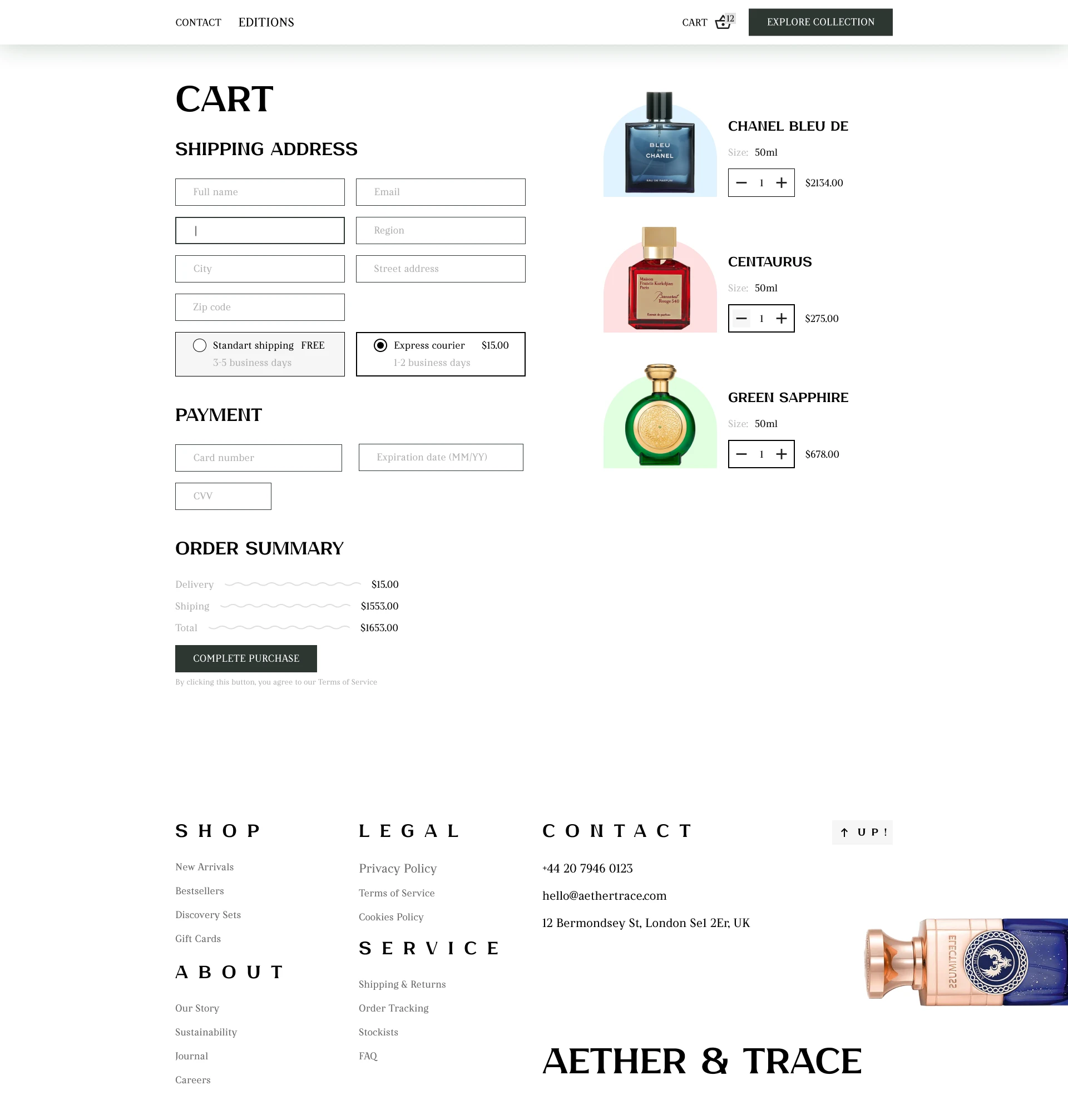Aether & Trace - магазин нишевой парфюмери — Изображение №10 — Интерфейсы на Dprofile