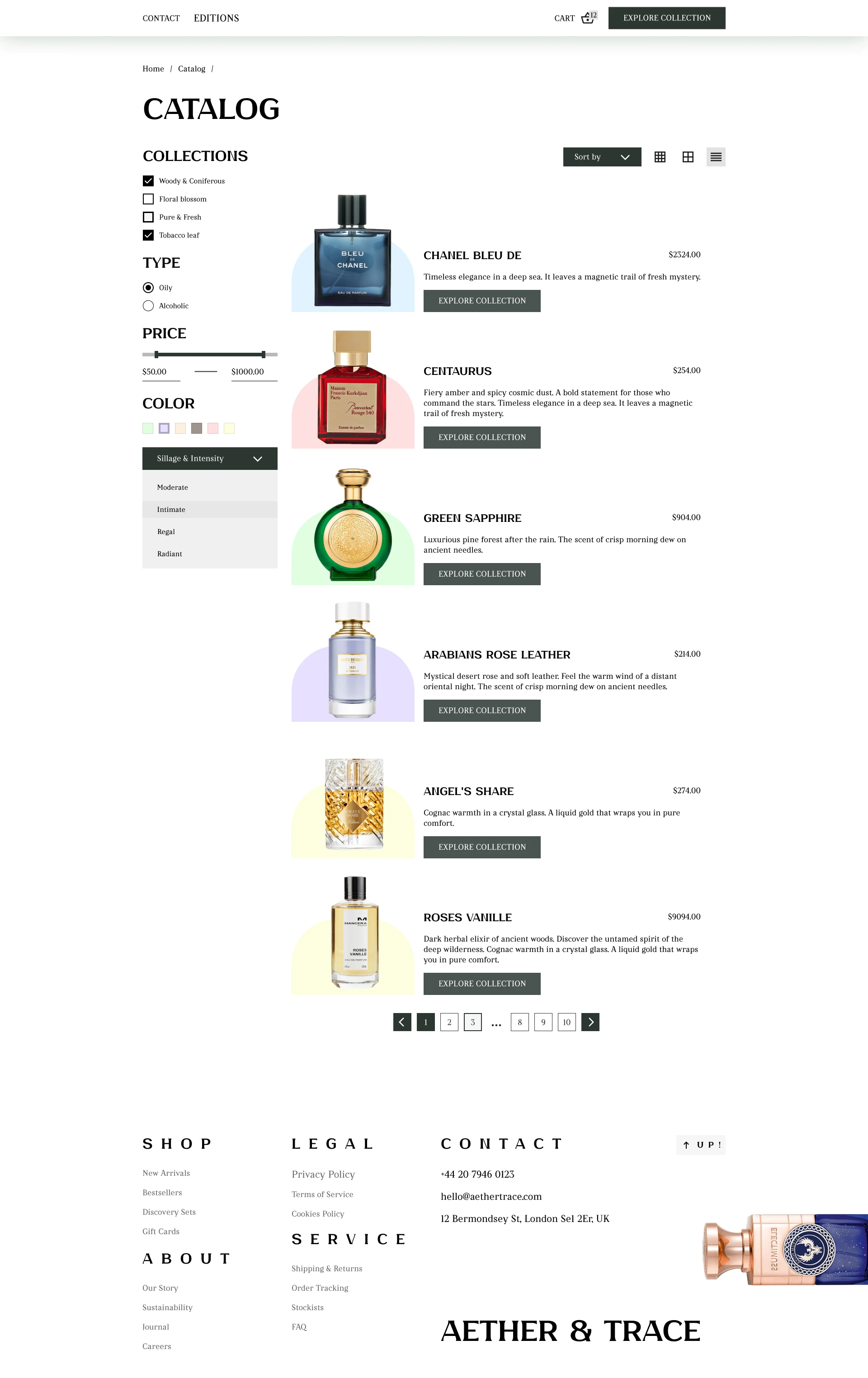 Aether & Trace - магазин нишевой парфюмери — Изображение №7 — Интерфейсы на Dprofile