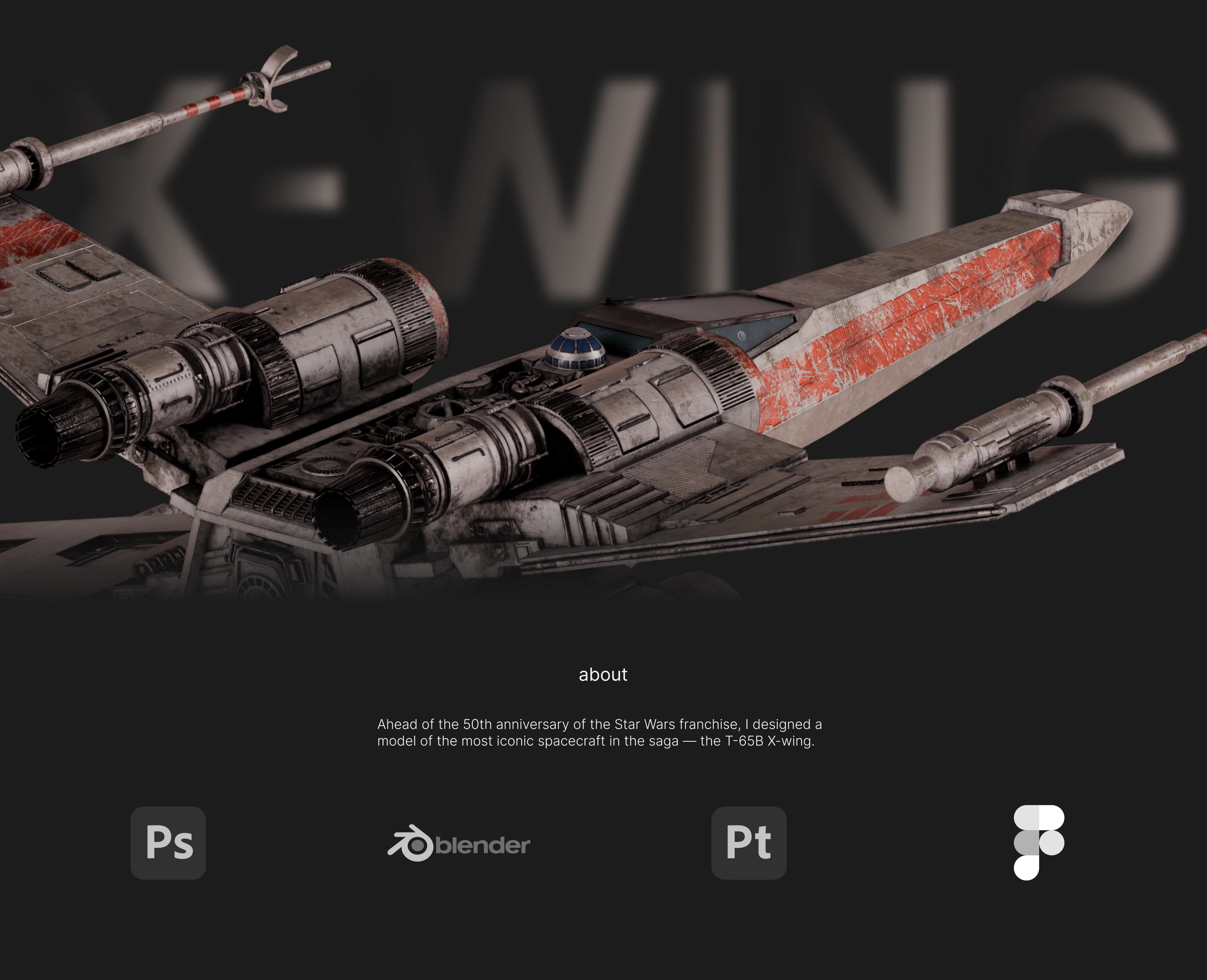 X-wing к 50-летию Звездных войн — Изображение №1 — 3D, Анимация на Dprofile