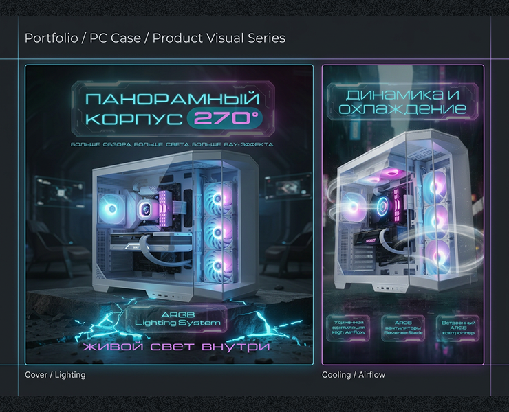 Промо-серия для компьютерного корпуса — Графика, Маркетинг на Dprofile