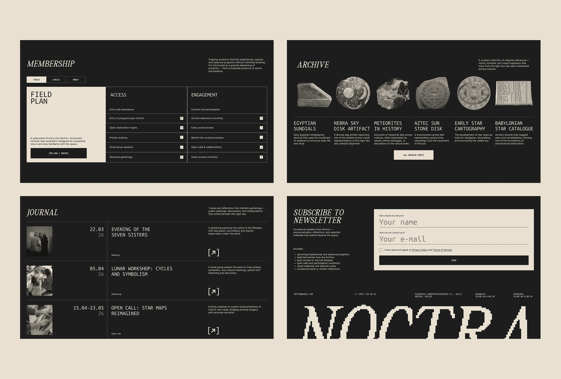 NOCTRA — Observatory Website Design| UX/UI — Изображение №6 — Интерфейсы, Брендинг на Dprofile