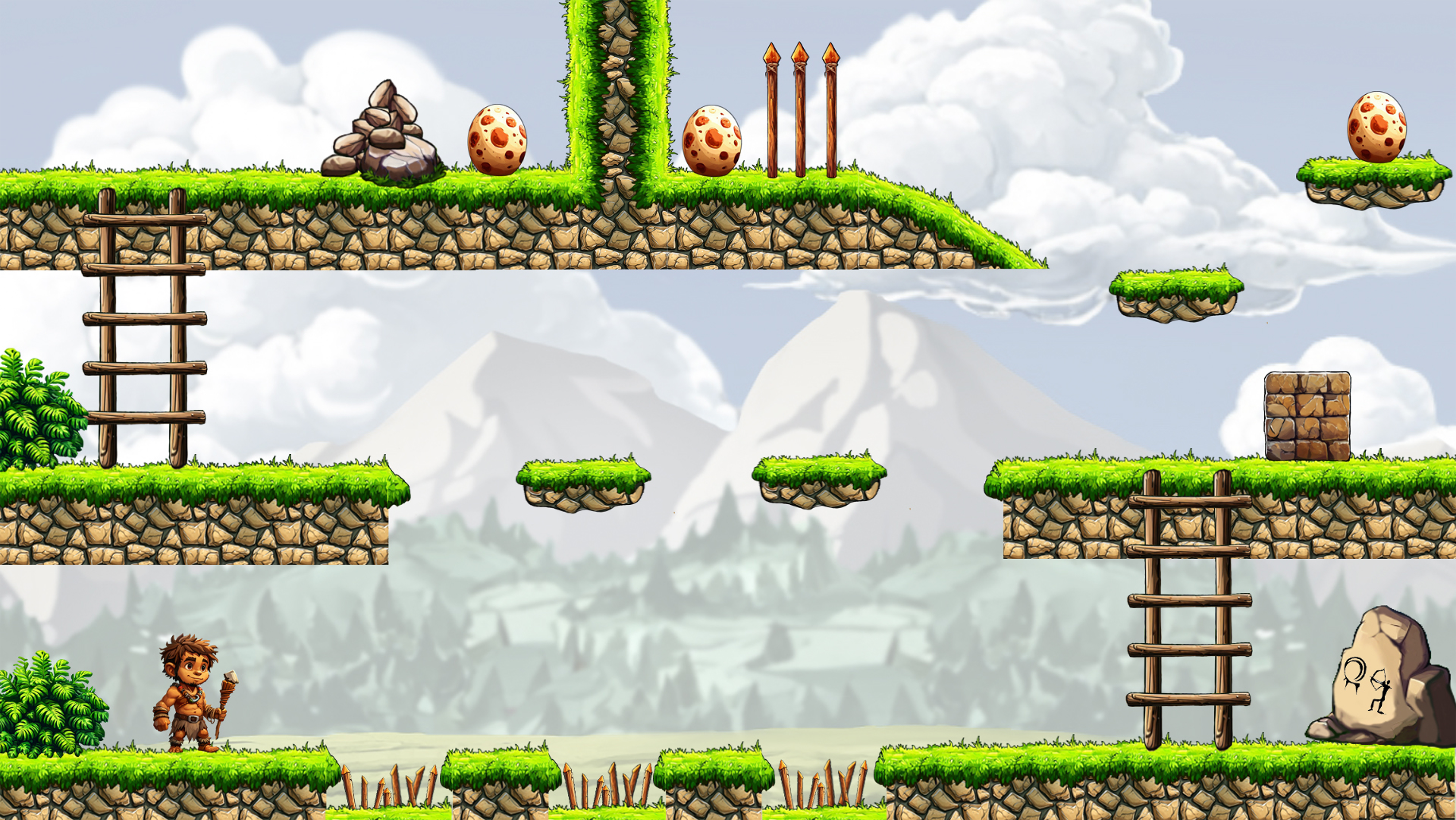 Stone Smash — концепт 2D-платформера в доисторическом сетти… — Изображение №6 — Иллюстрация на Dprofile