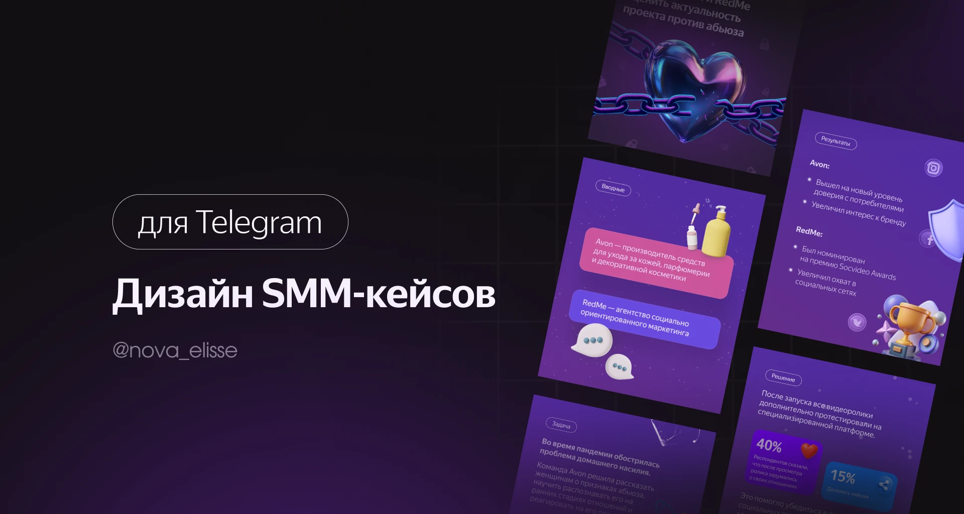 Дизайн SMM-кейсов для Telegram — Изображение №1 — Маркетинг на Dprofile