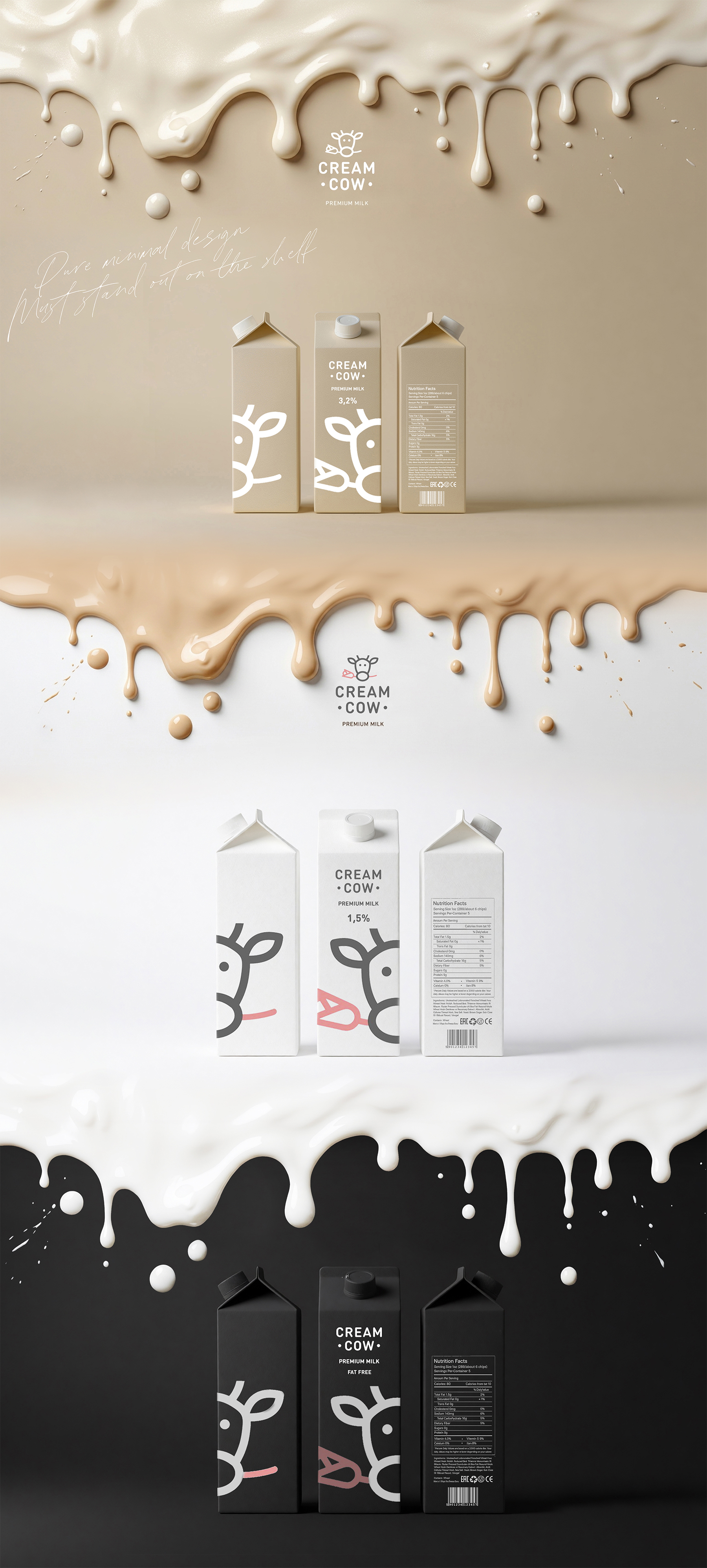 Логотип и упаковка для бренда молока — Изображение №4 — Интерфейсы, Брендинг на Dprofile