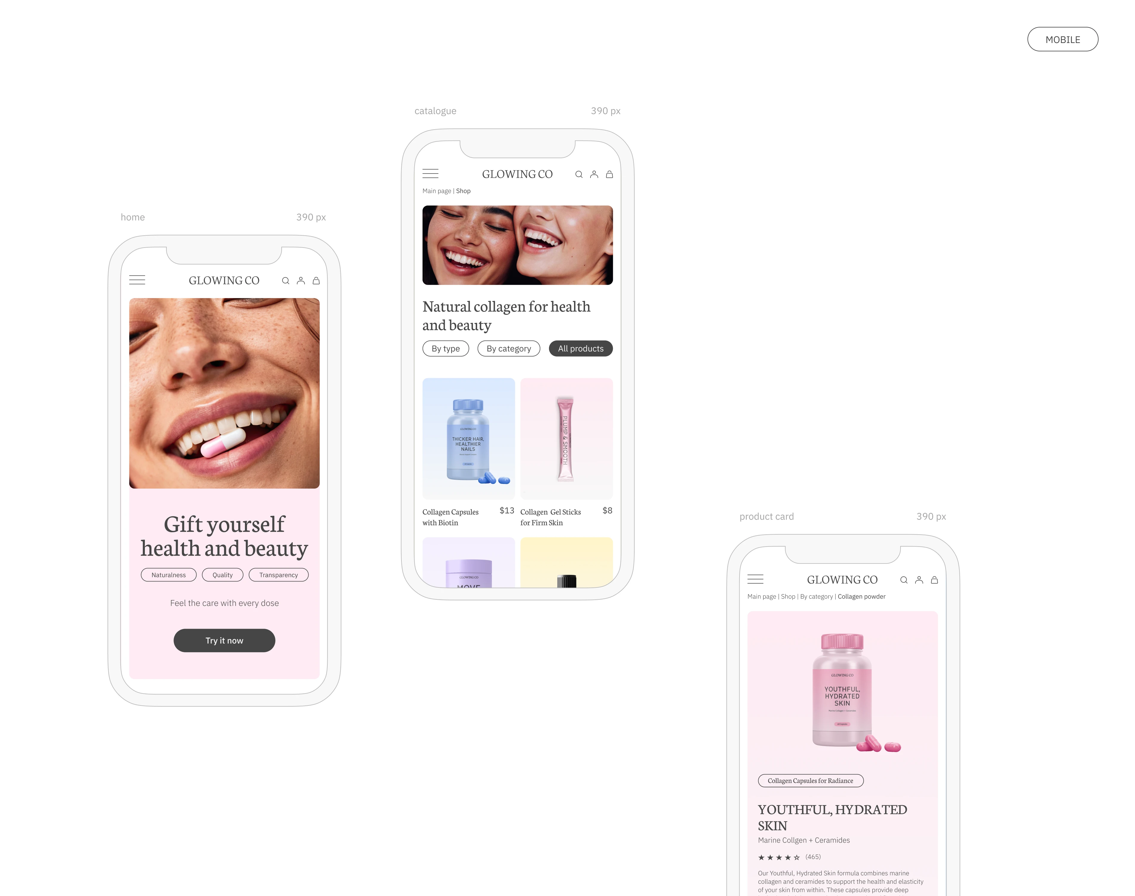 Glowing Co – Wellness & Beauty E-commerce Website — Изображение №3 — Интерфейсы, Брендинг на Dprofile