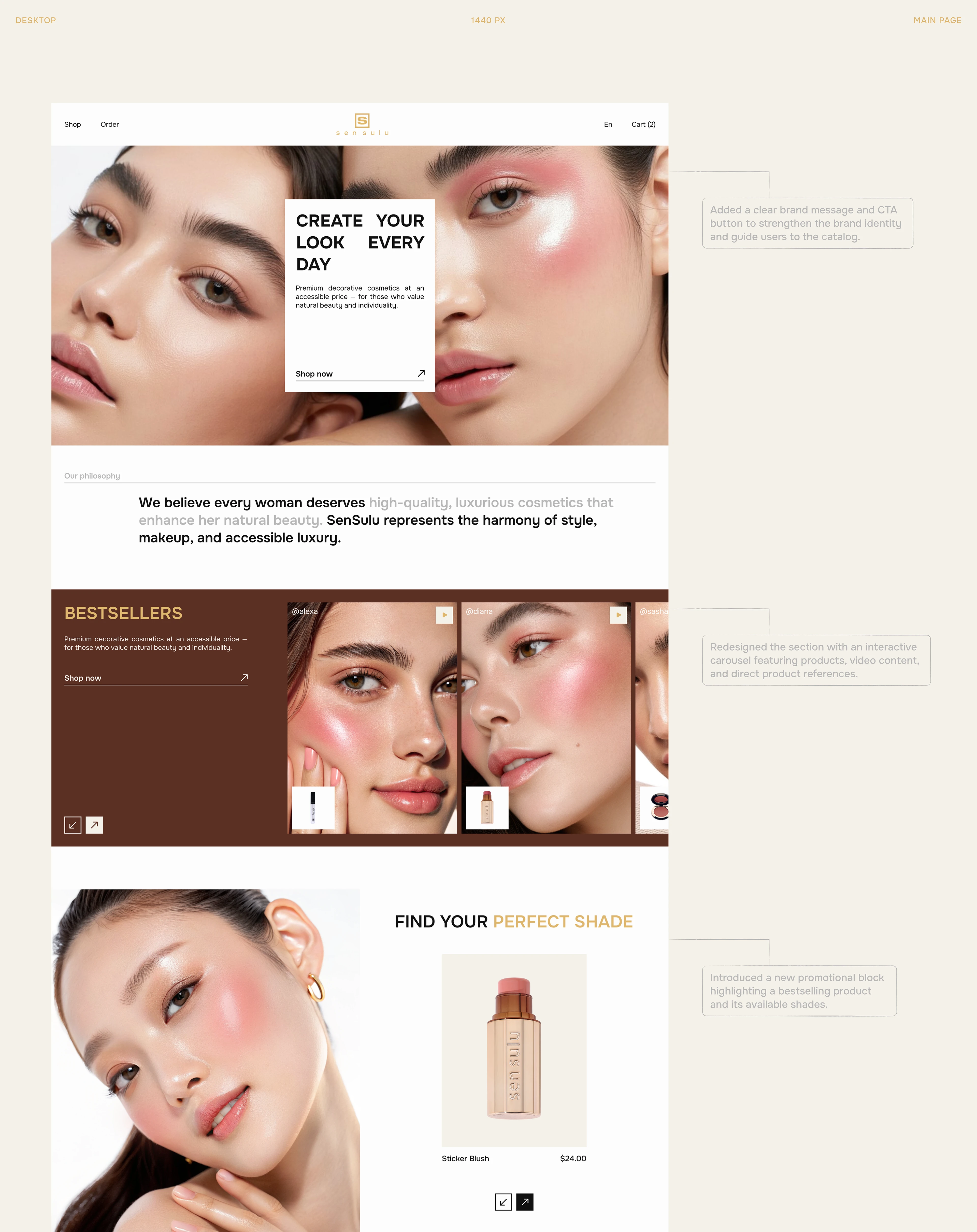 Sen Sulu | Beauty E-commerce Website Redesign — Изображение №2 — Интерфейсы, Брендинг на Dprofile