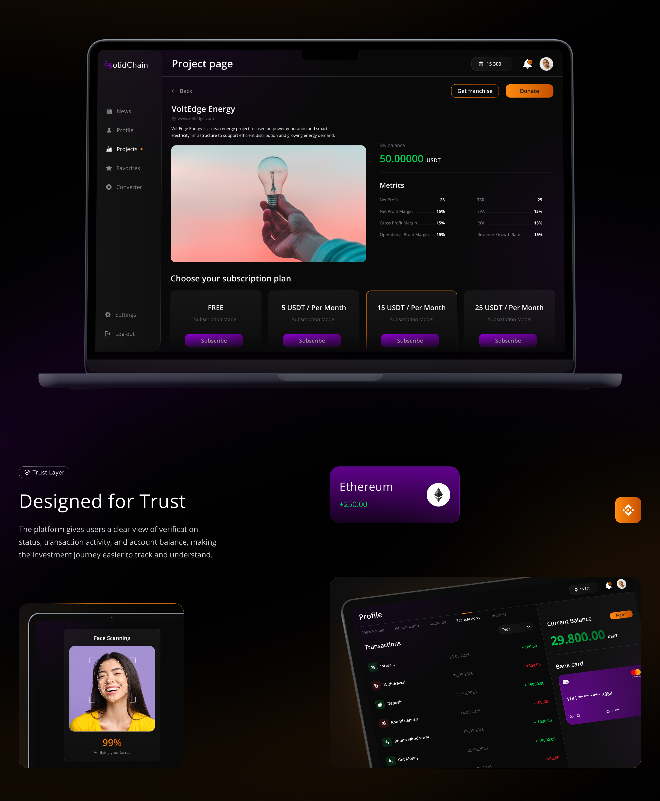 SolidChain — Криптовалютная краудфандинговая платформа | UI… — Изображение №3 — Интерфейсы на Dprofile