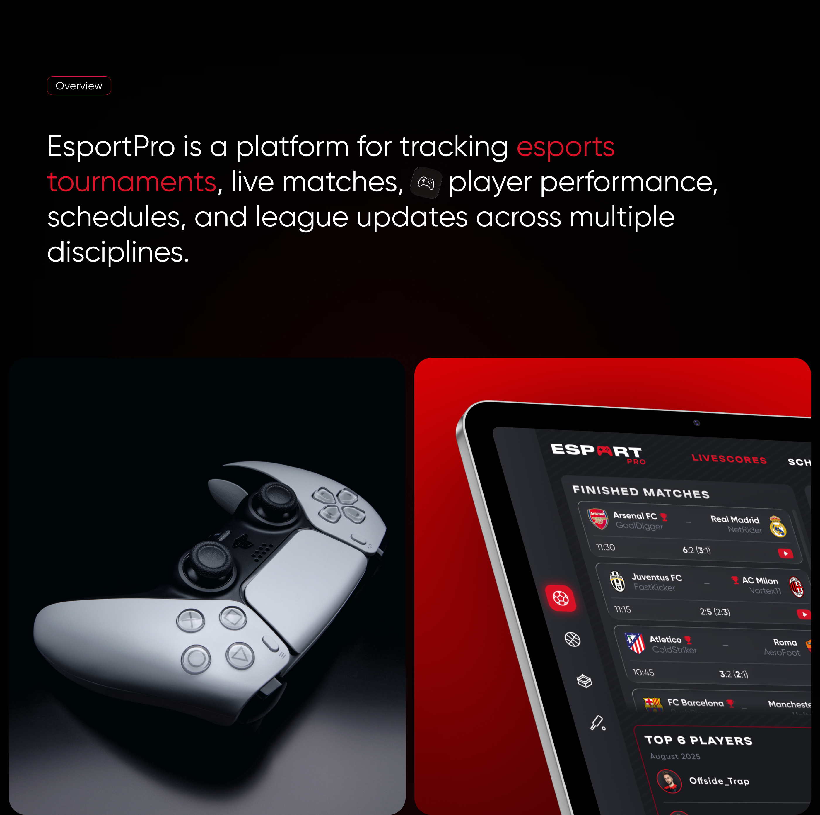 EsportPro — Киберспортивная Веб-платформа | UI/UX — Изображение №2 — Интерфейсы на Dprofile
