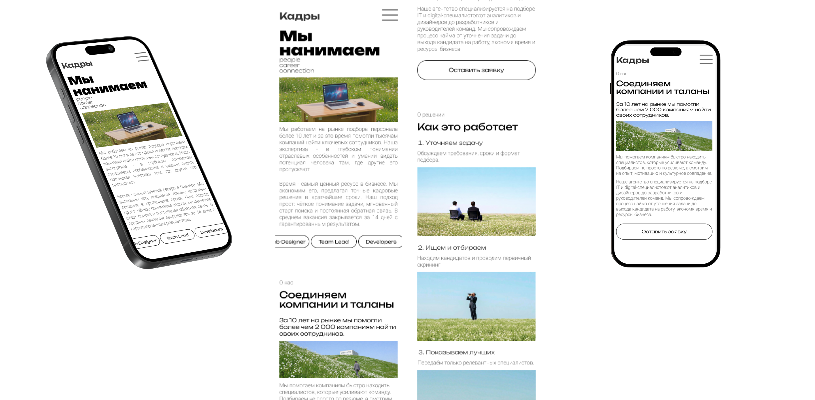 Веб-дизайн лендинга. Кадровое агенство КАДРЫ — Изображение №3 — Интерфейсы, Брендинг на Dprofile