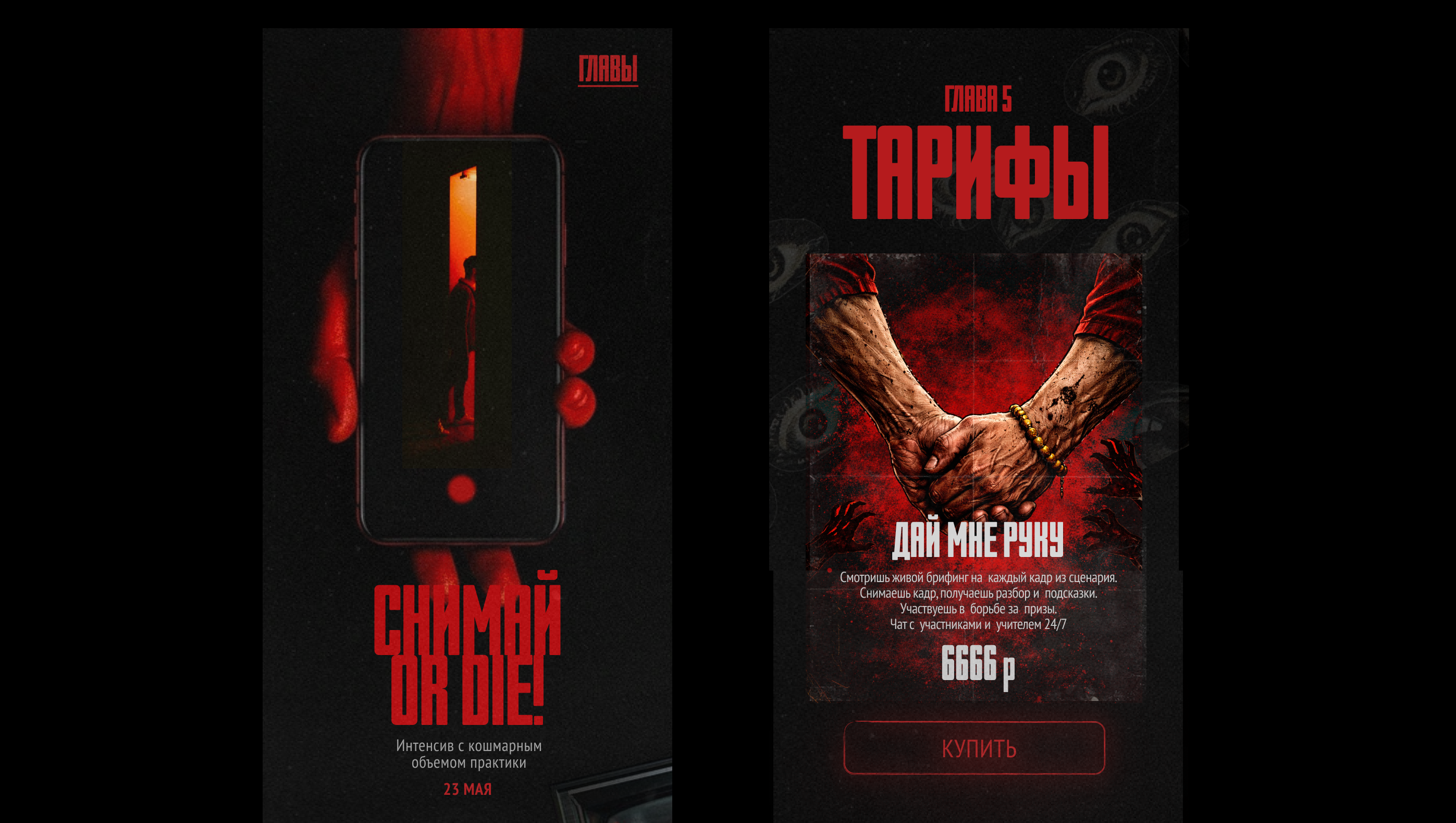 Веб дизай лендинга. Интенсив по мобильной съемке КИНОШНО — Изображение №4 — Интерфейсы, Брендинг на Dprofile