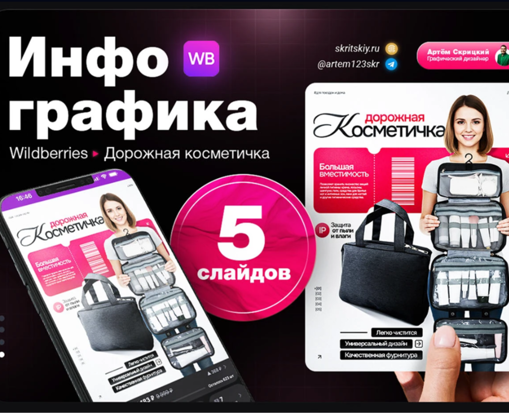 Дизайн карточки товара для Дорожной косметички — Графика, Маркетинг на Dprofile