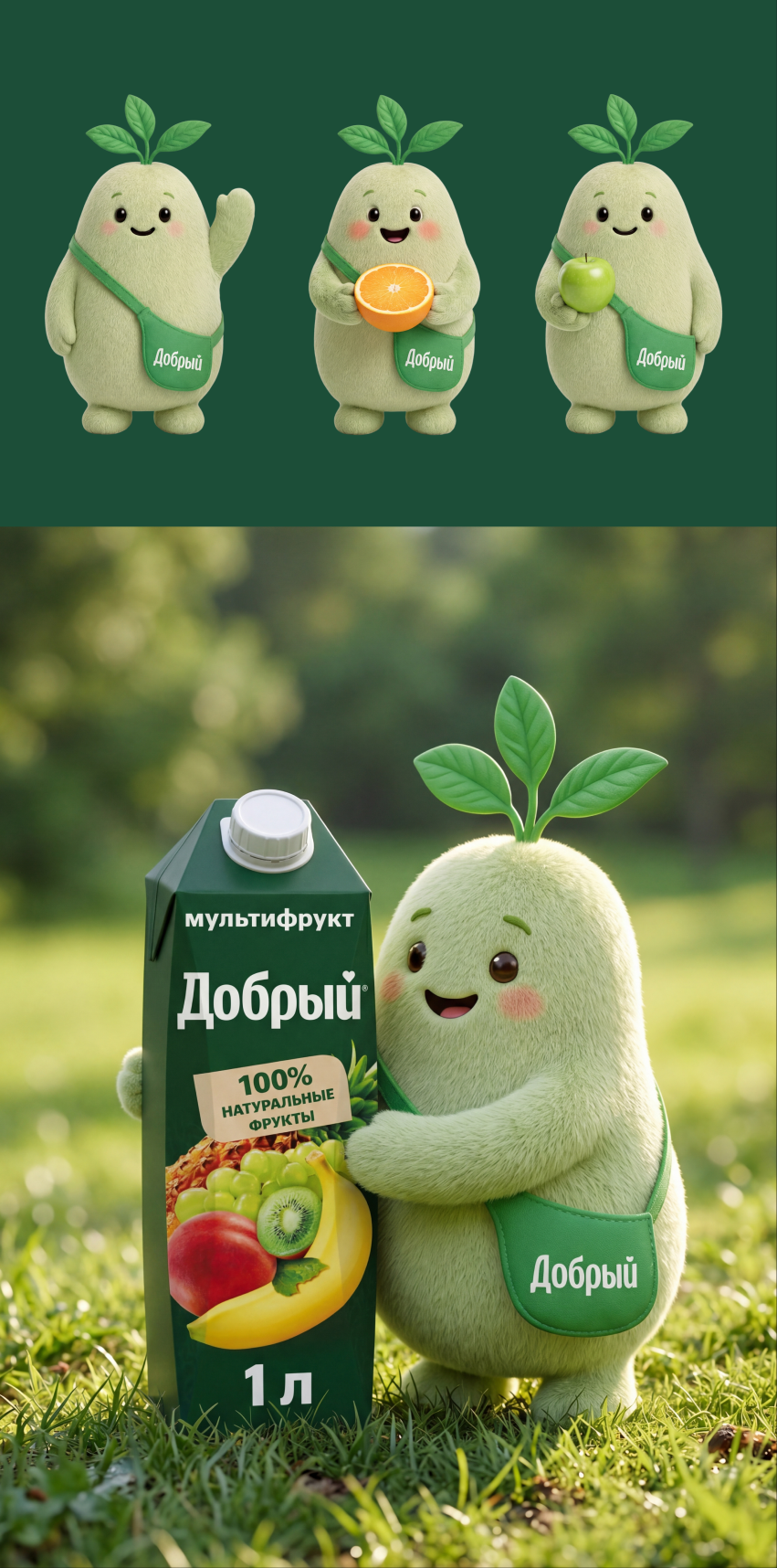 Добрик — маскот бренда «Добрый» — Изображение №4 — Брендинг, Нейро на Dprofile