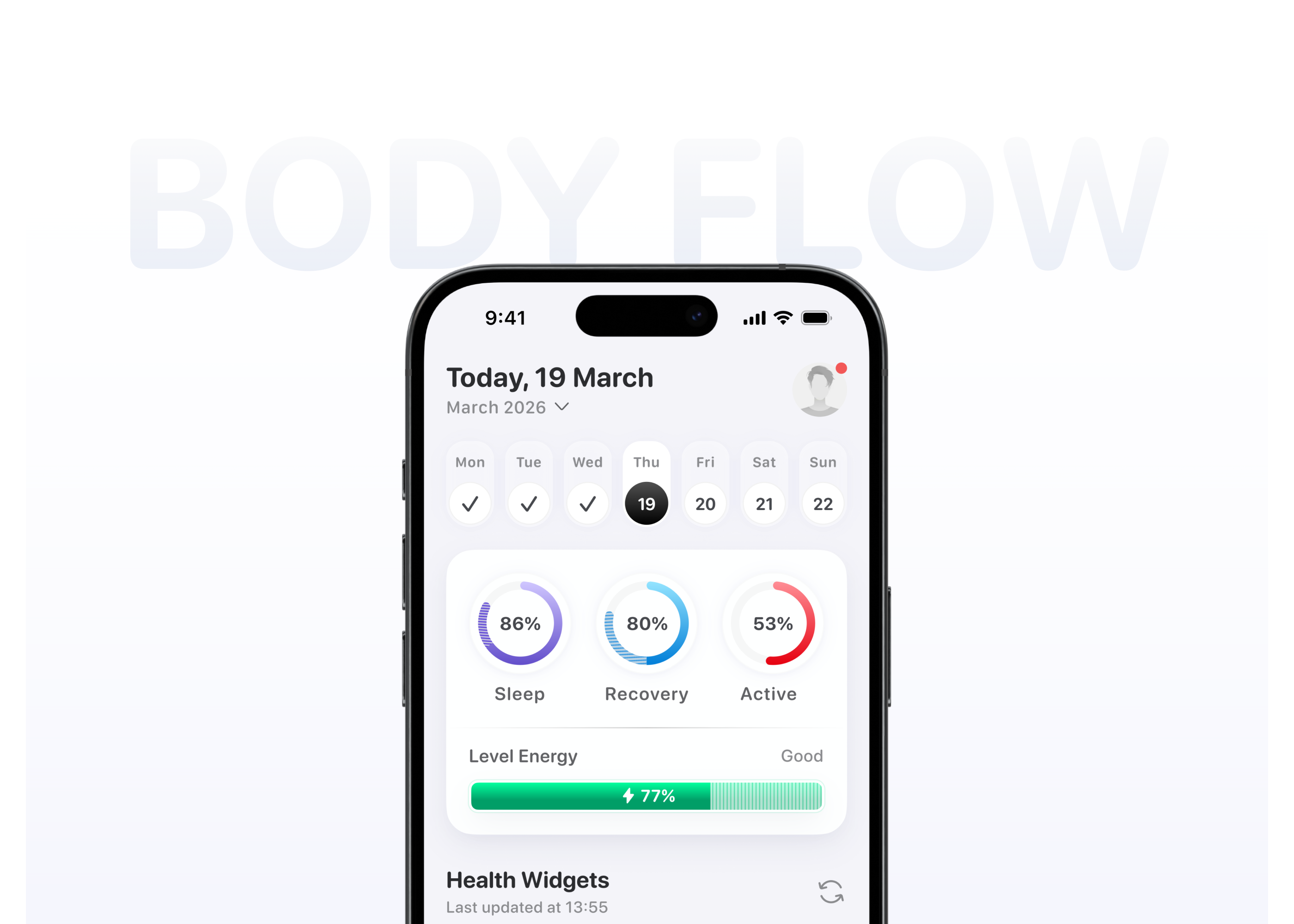 Body Flow | Health and Fitness Tracker — Изображение №1 — Интерфейсы на Dprofile