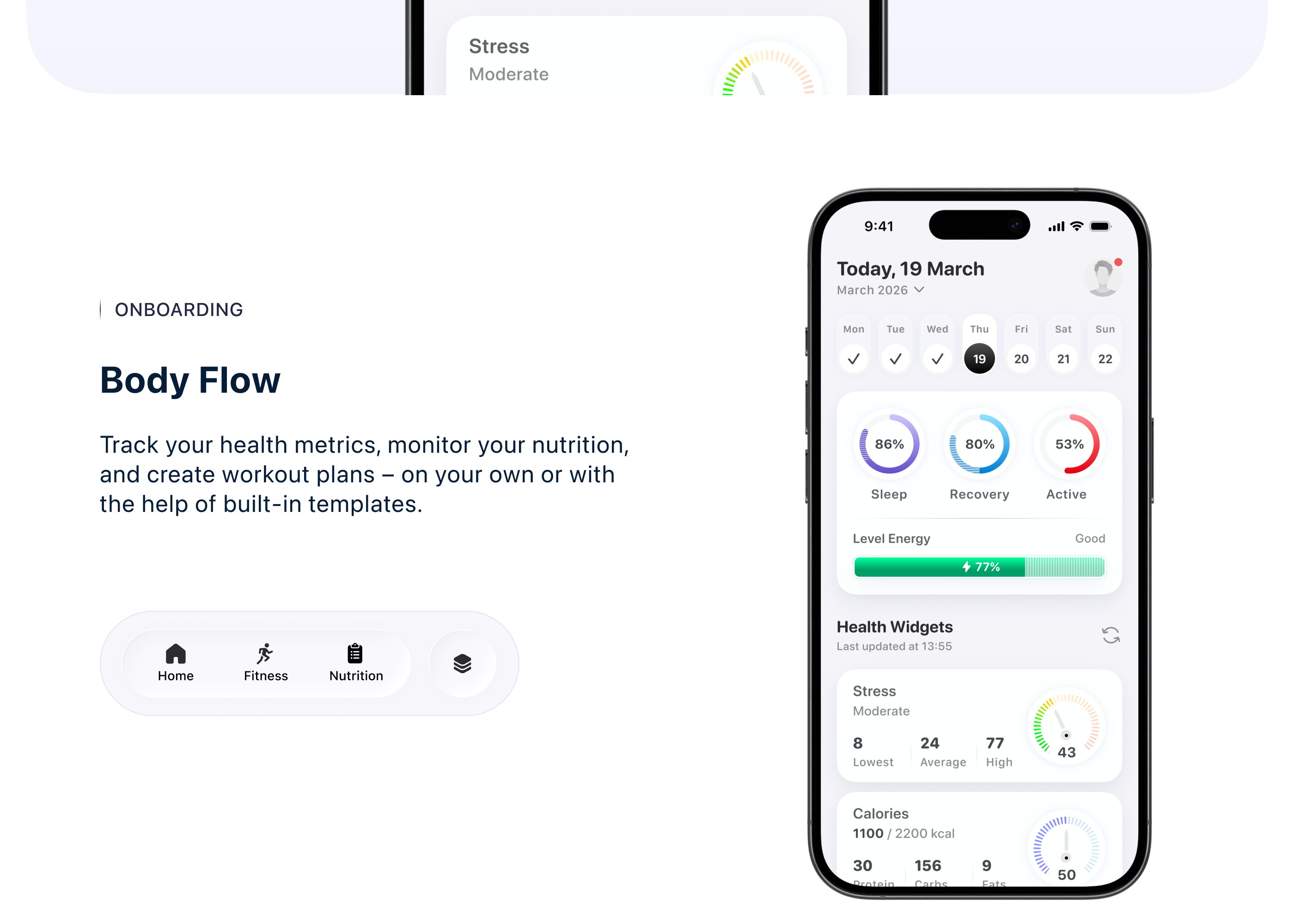 Body Flow | Health and Fitness Tracker — Изображение №2 — Интерфейсы на Dprofile