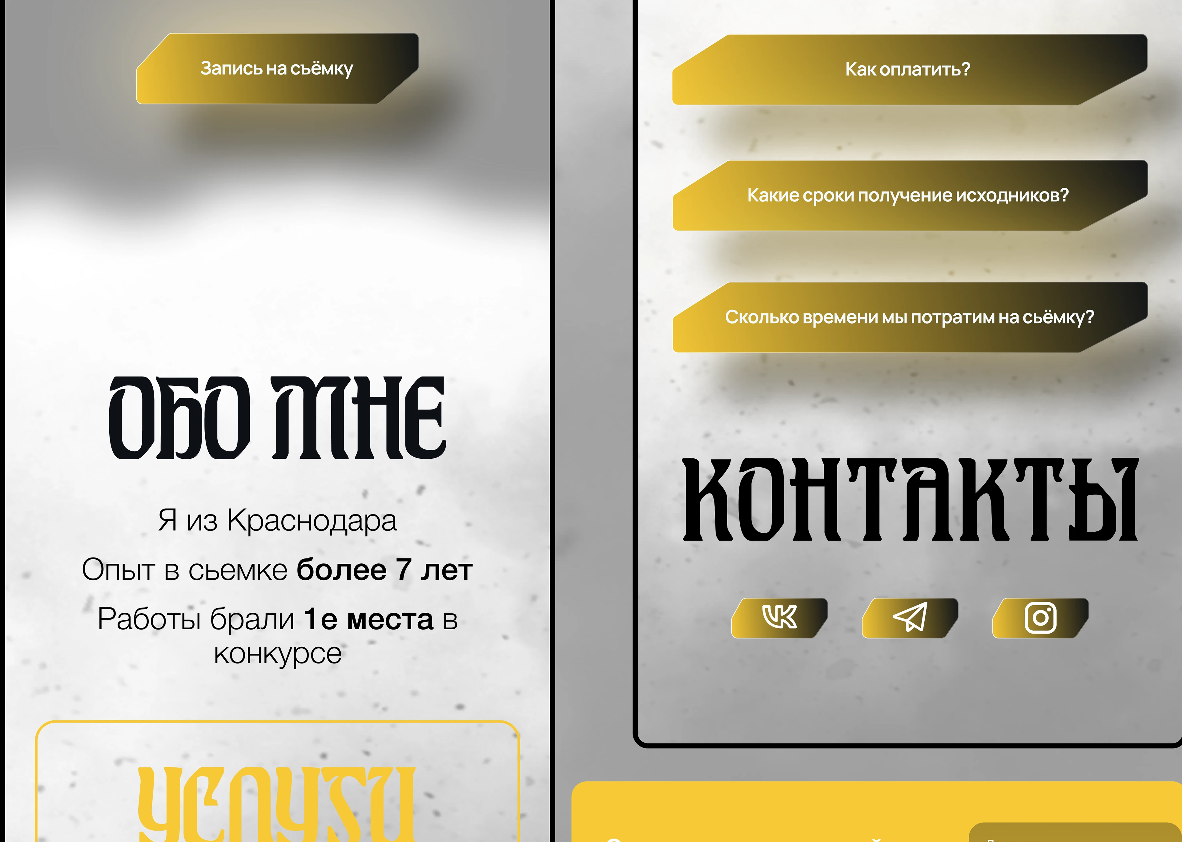 Дизайн таплинка для фотографа — Изображение №6 — Интерфейсы, Брендинг на Dprofile