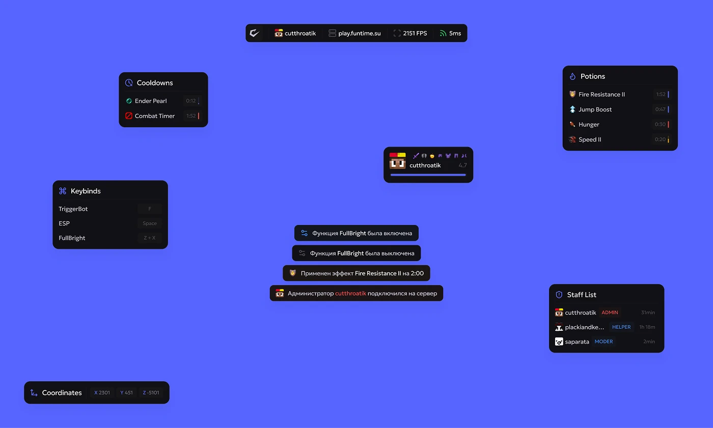 Catlavan Client — Custom Minecraft Client Interface — Изображение №10 — Интерфейсы на Dprofile