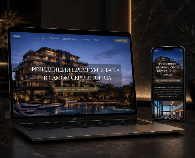 Концепт сайта для премиальной недвижимости | Velaris Residence — Интерфейсы на Dprofile