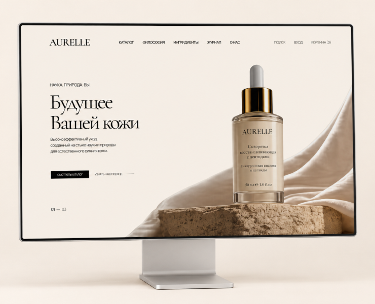 Aurelle — сайт премиального бренда косметики — Интерфейсы на Dprofile