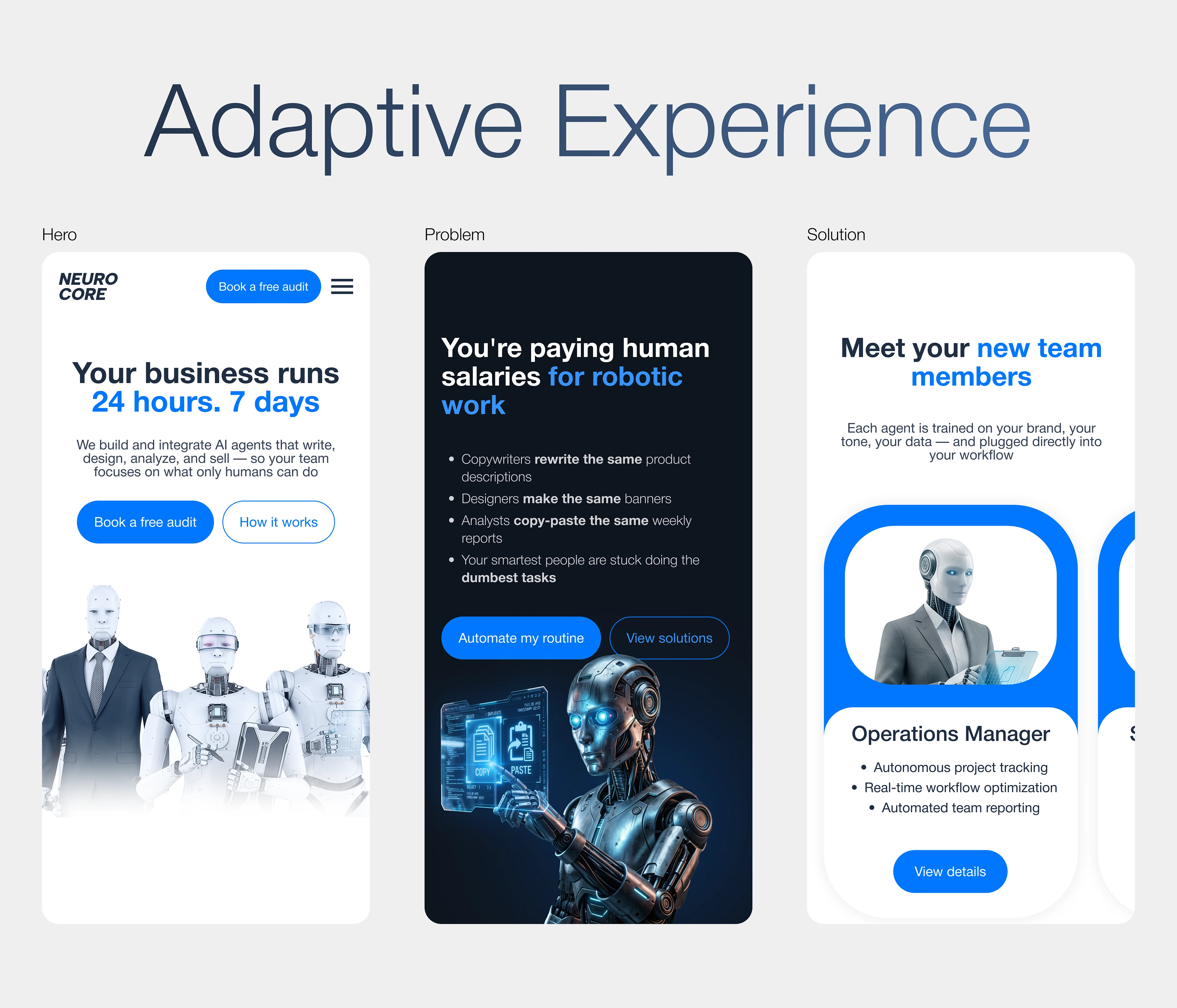 AI Workforce Landing Page - NEUROCORE — Изображение №10 — Интерфейсы, Нейро на Dprofile