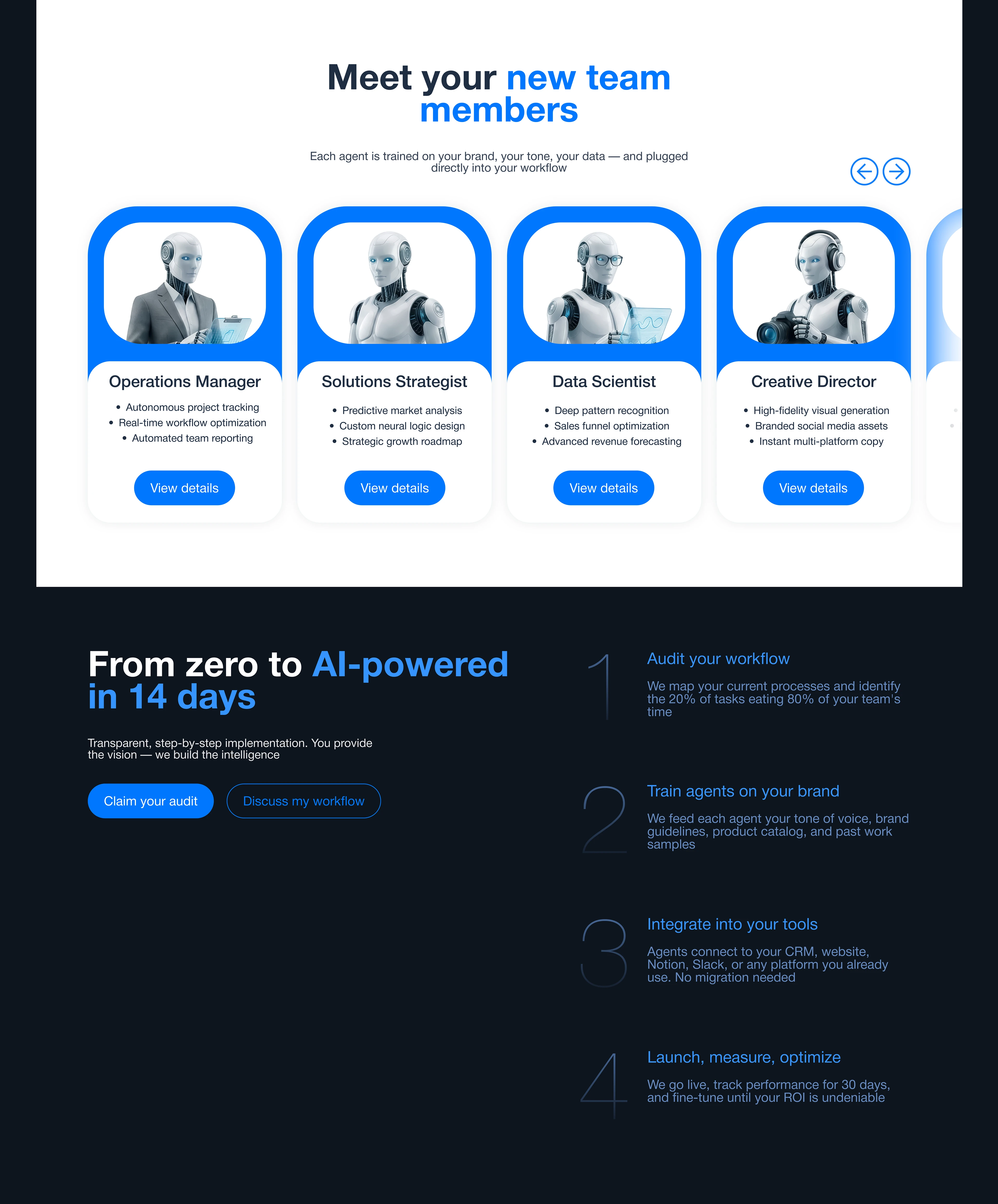 AI Workforce Landing Page - NEUROCORE — Изображение №7 — Интерфейсы, Нейро на Dprofile