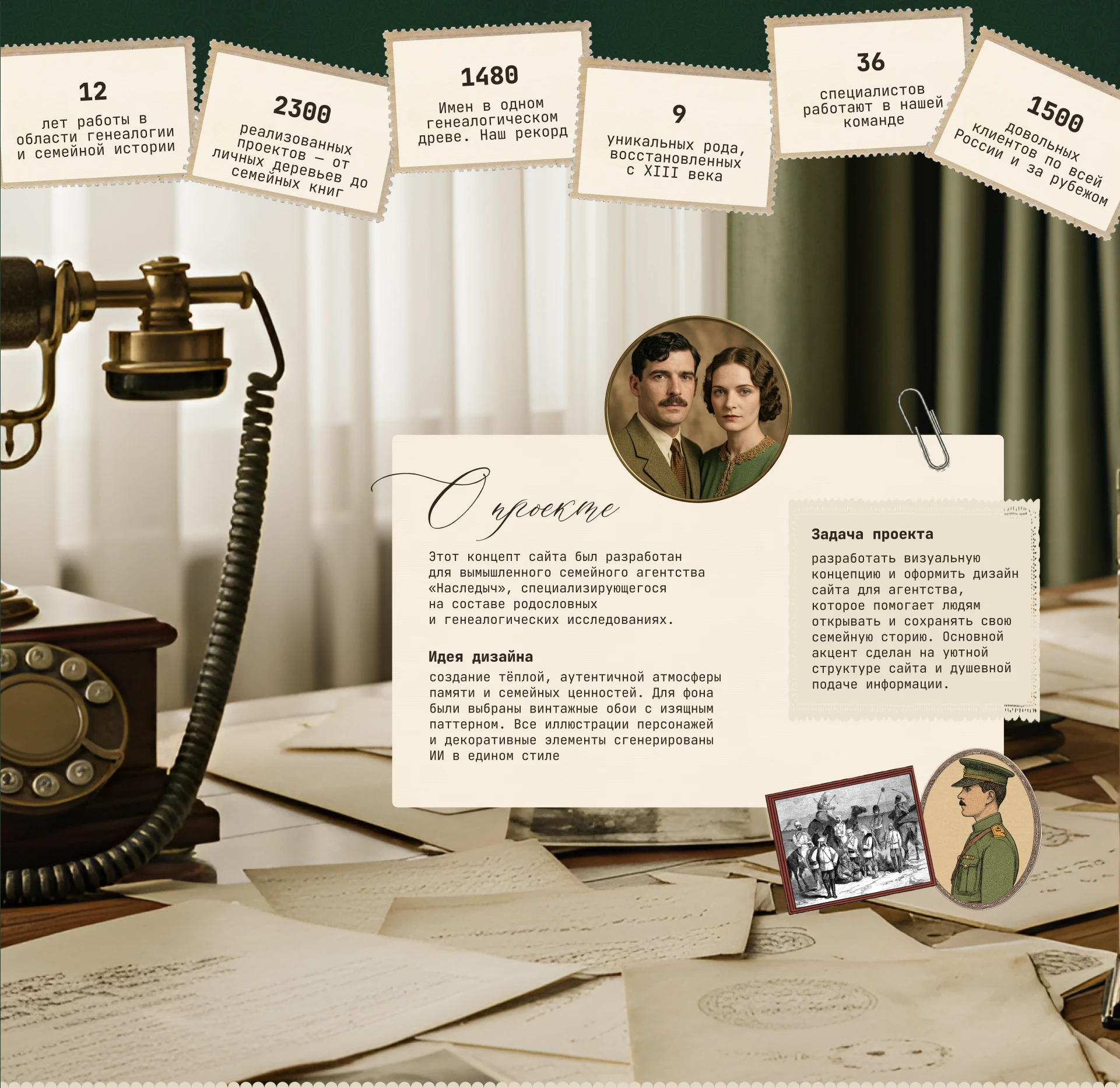 Дизайн сайта для агентства по составлению родословной — Изображение №2 — Интерфейсы, Нейро на Dprofile