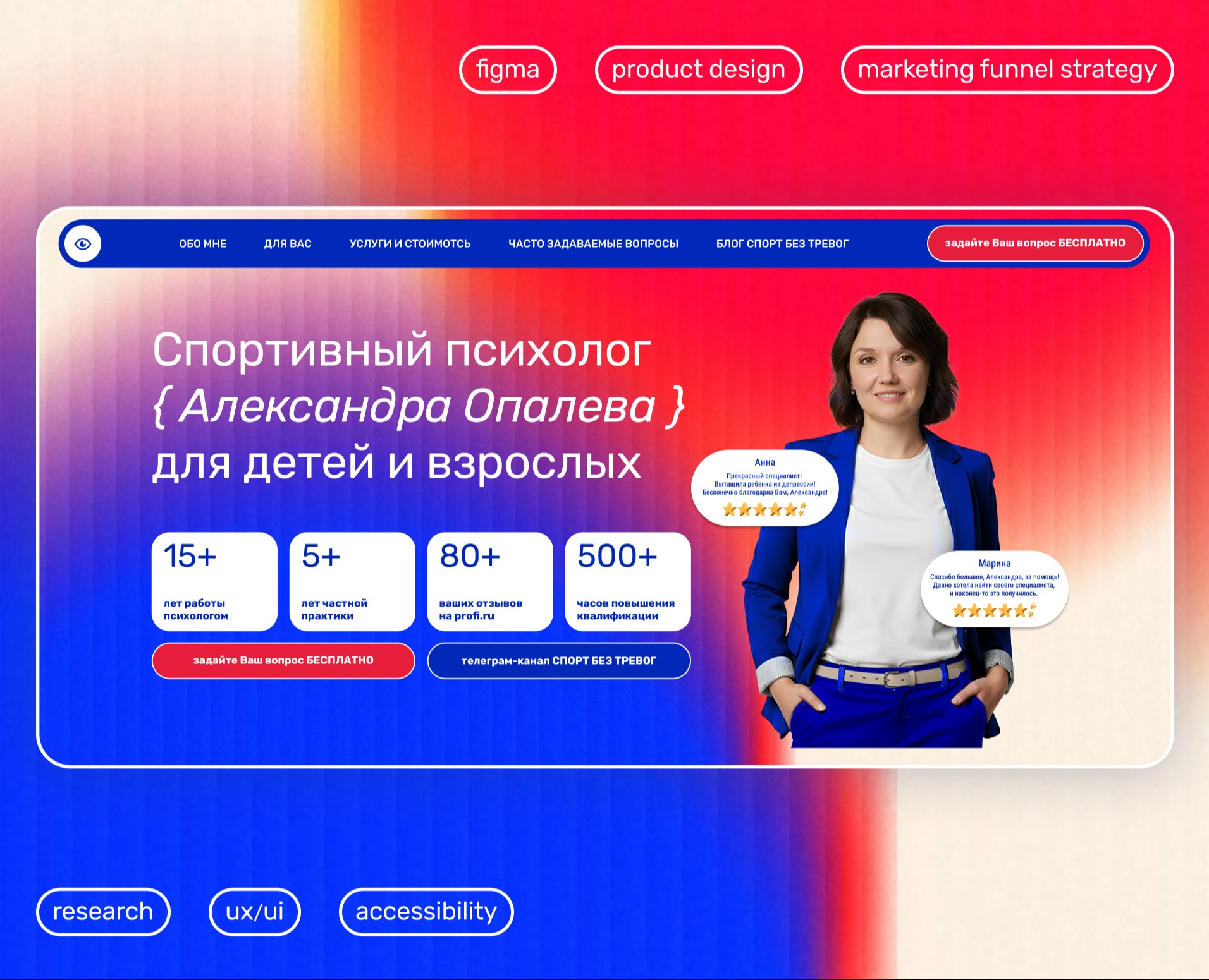 Сайт спортивного психолога — Интерфейсы, Брендинг на Dprofile