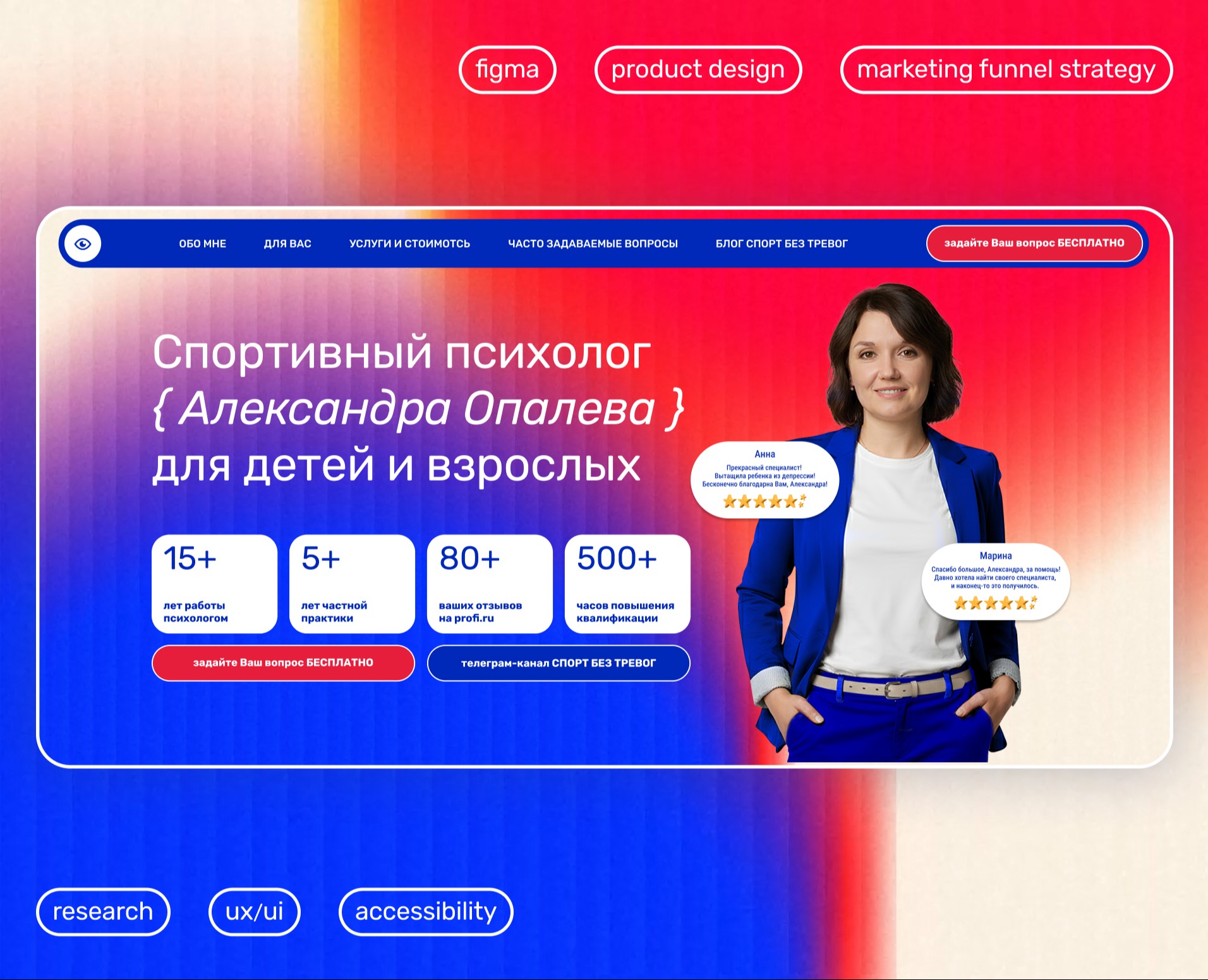 Сайт спортивного психолога — Интерфейсы, Брендинг на Dprofile