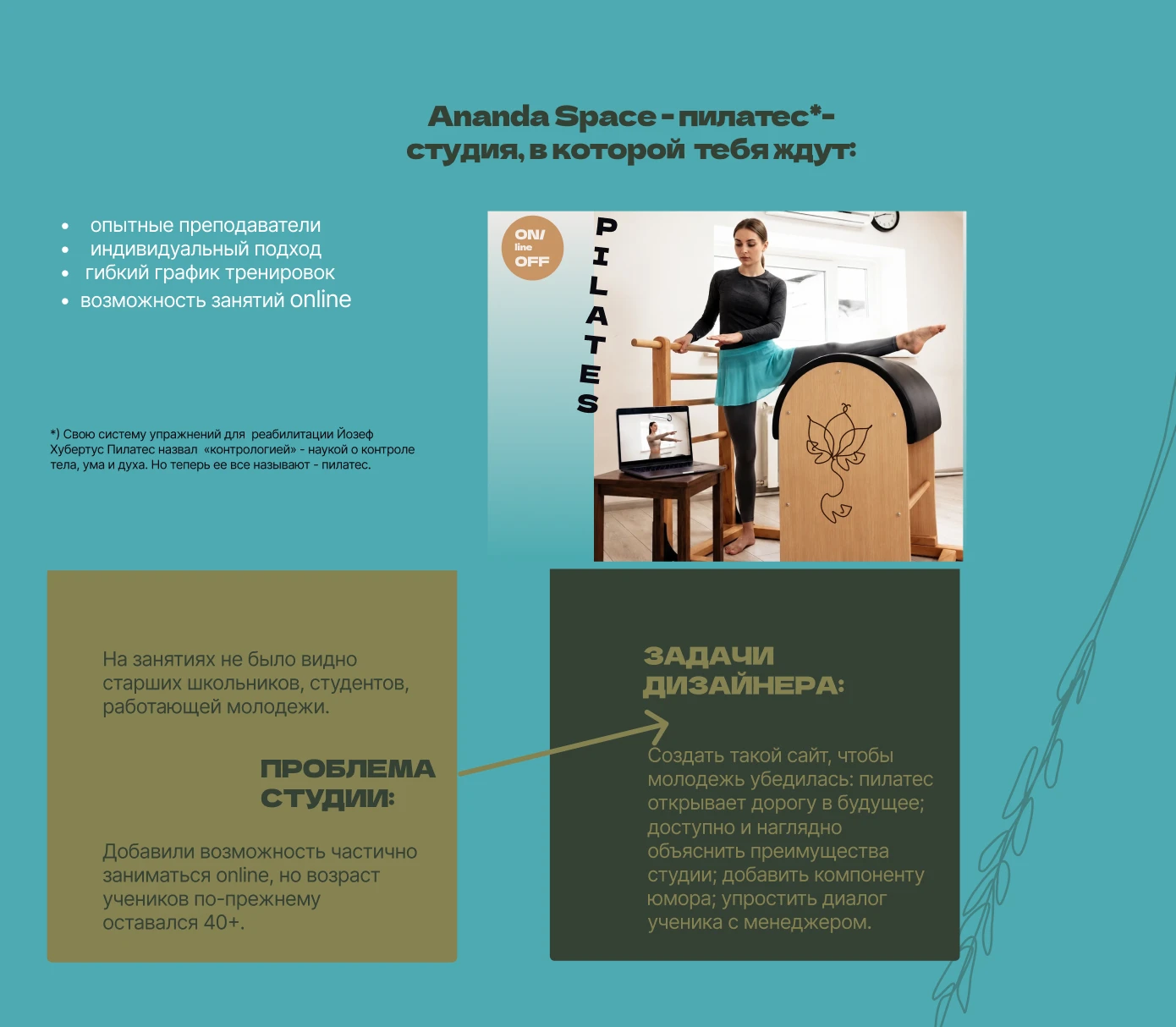Кейс сайта пилатес-студии "Ananda Spase" — Изображение №2 — Интерфейсы, Брендинг на Dprofile