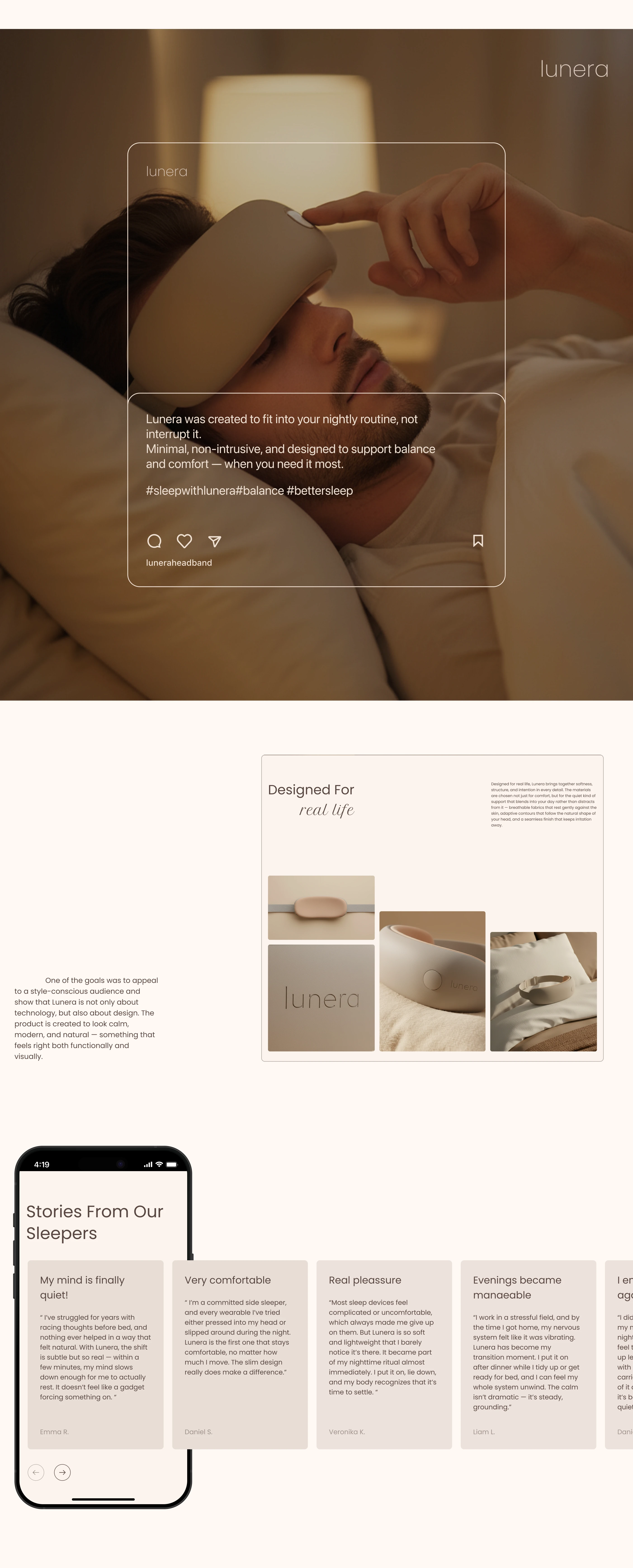 sleeping headband Lunera - landing page — Изображение №5 — Интерфейсы, Анимация на Dprofile