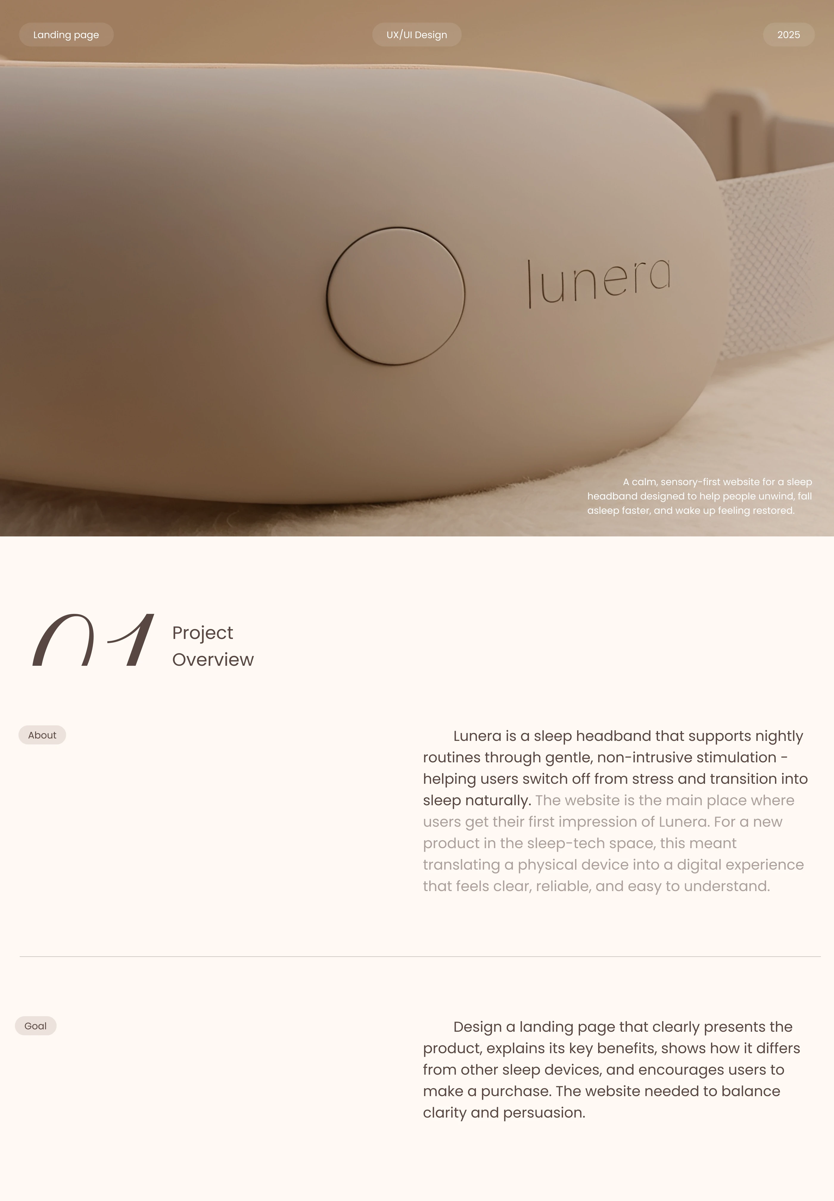 sleeping headband Lunera - landing page — Изображение №1 — Интерфейсы, Анимация на Dprofile