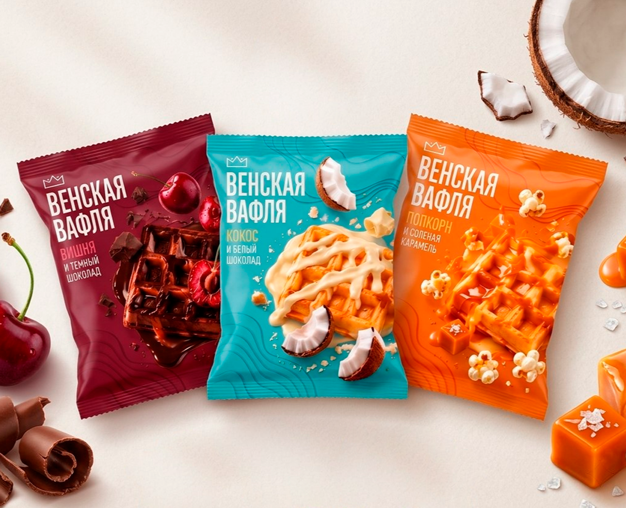 Венская вафля: упаковка для бренда — Интерфейсы, Брендинг на Dprofile