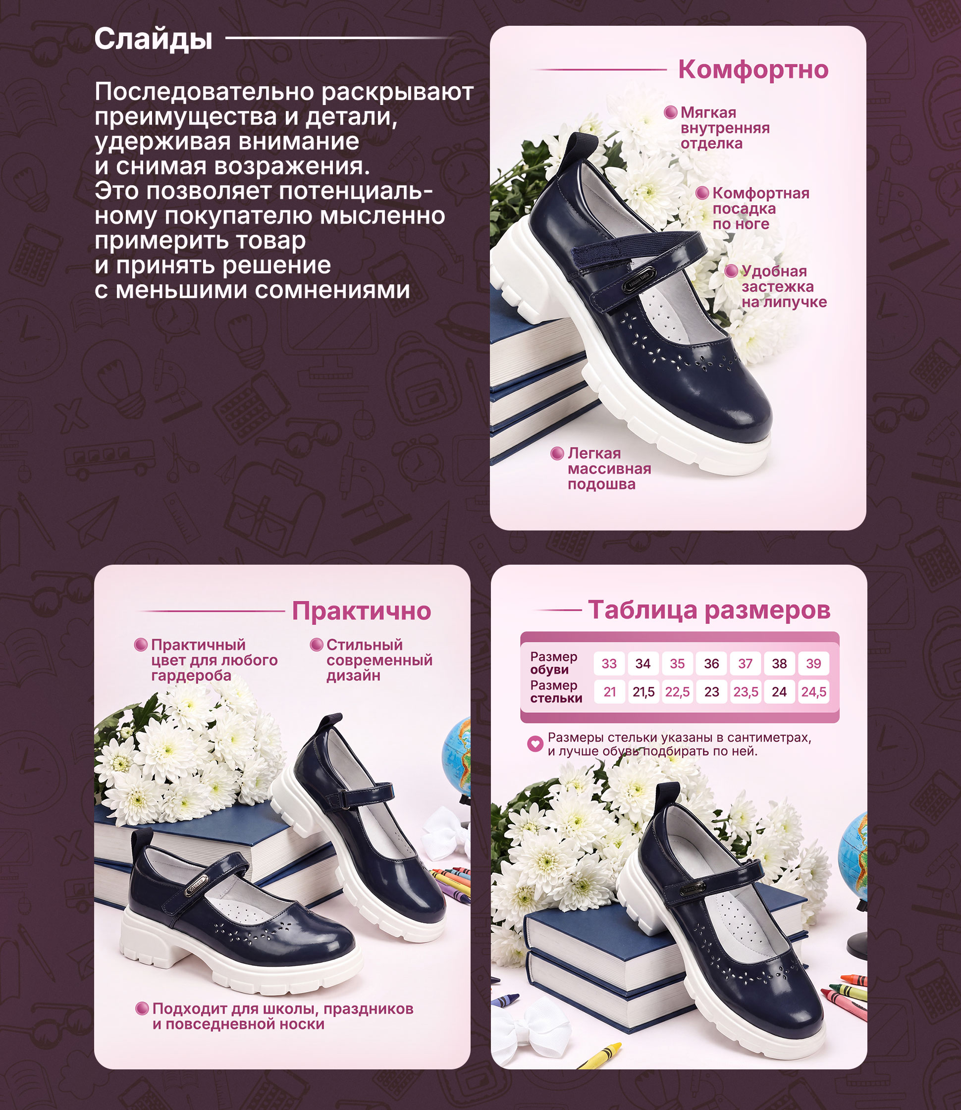 Дизайн карточки товара "Школьные туфли" — Изображение №6 — Графика, Маркетинг на Dprofile