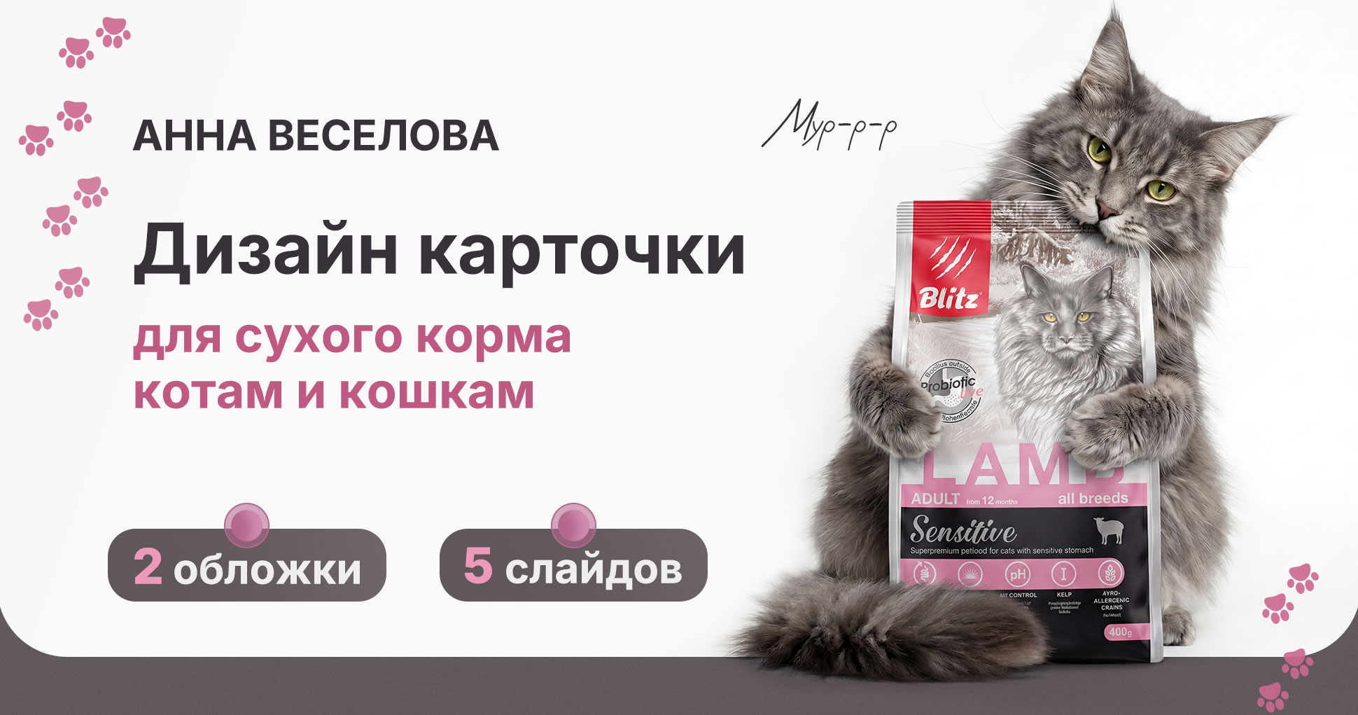 Дизайн карточки товара для корма котам и кошкам — Изображение №1 — Графика, Маркетинг на Dprofile