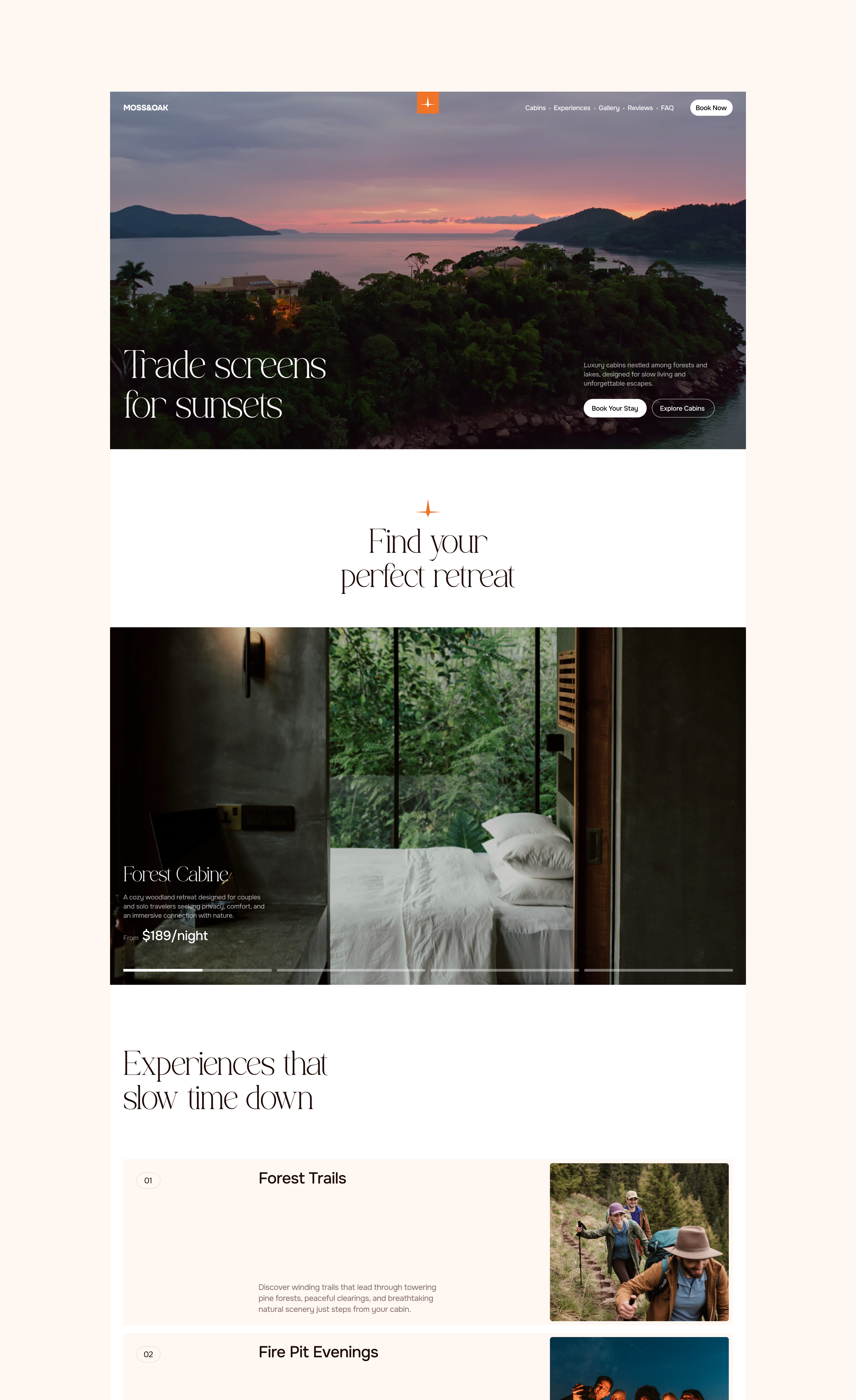 Moss & Oak — Luxury Nature Retreat Website — Изображение №6 — Интерфейсы на Dprofile