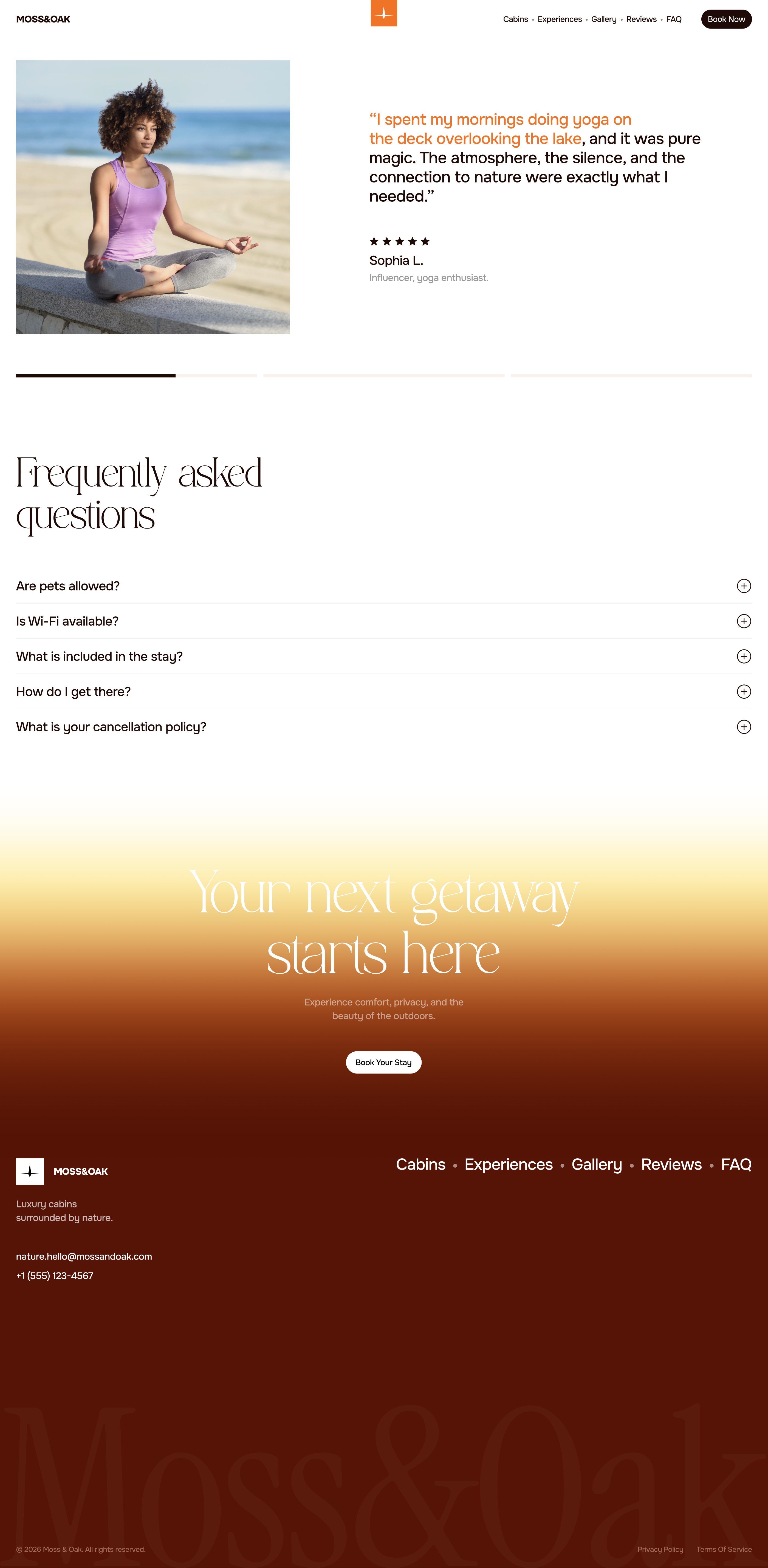 Moss & Oak — Luxury Nature Retreat Website — Изображение №9 — Интерфейсы на Dprofile