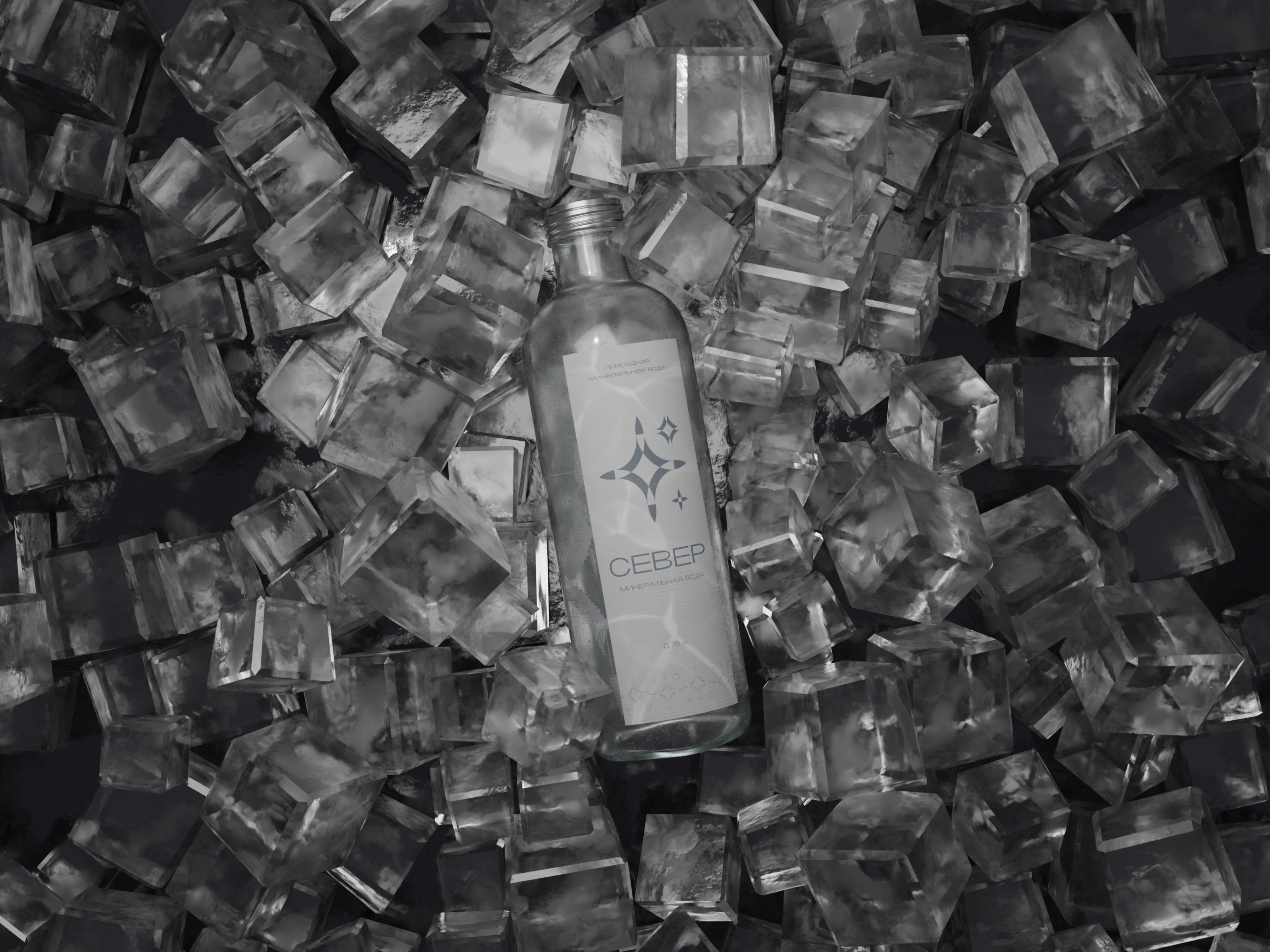СЕВЕР Mineral Water Brand Identity & Packaging Design — Изображение №10 — Брендинг, 3D на Dprofile