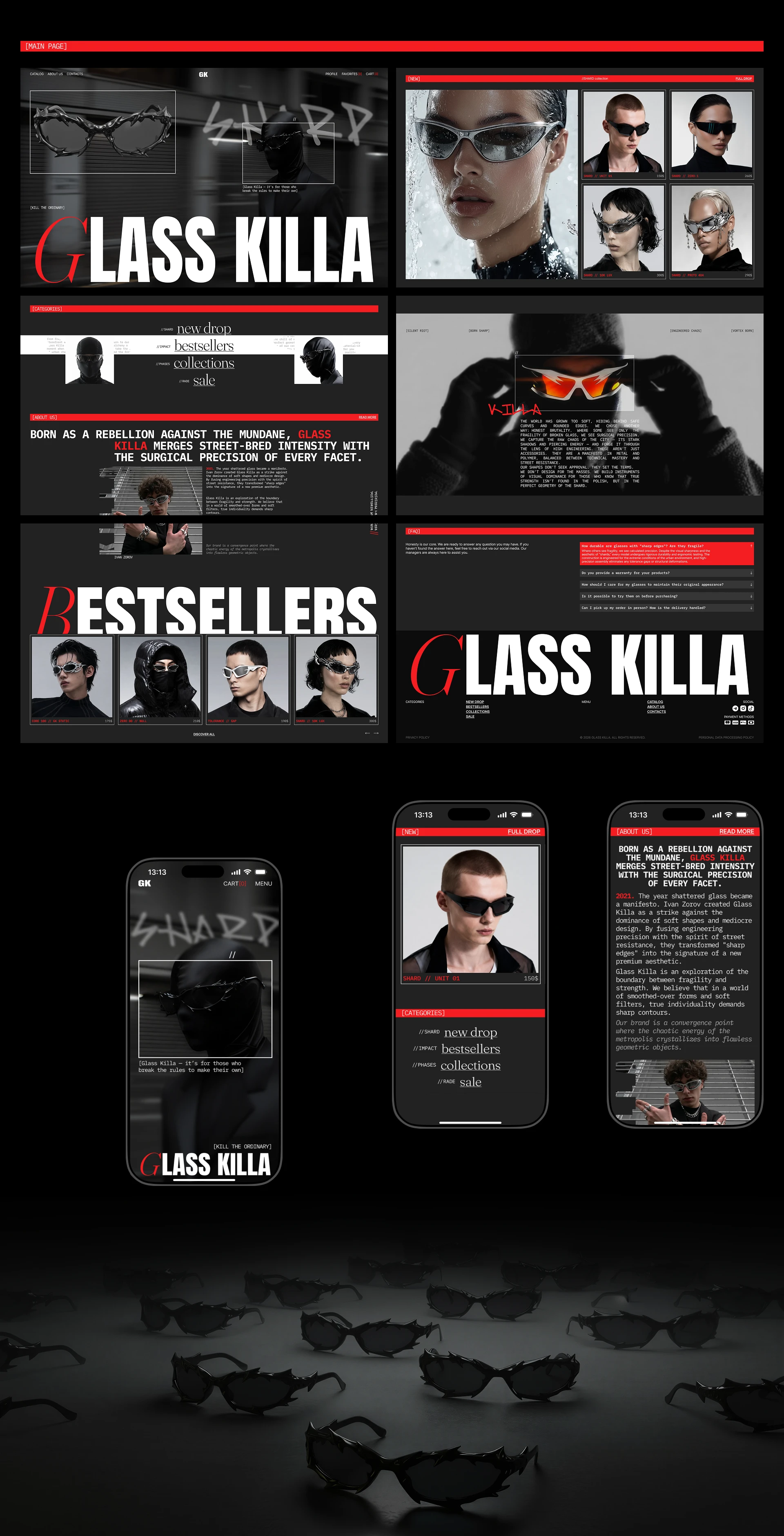 GLASS KILLA | Eyewear | E-commerce — Изображение №4 — Интерфейсы, Архитектура на Dprofile
