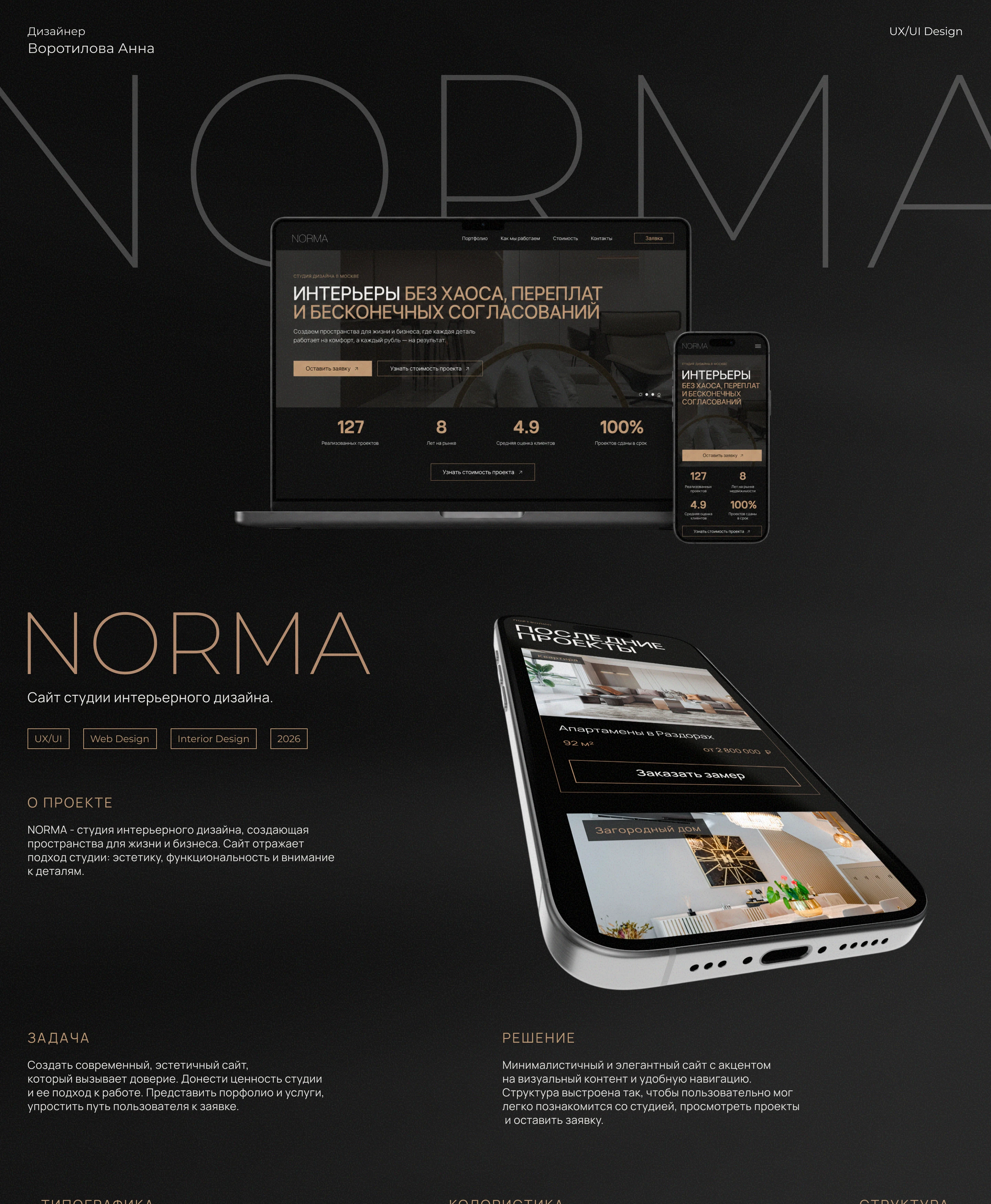 NORMA — UX/UI Design для интерьерной студии — Изображение №1 — Интерфейсы, Архитектура на Dprofile