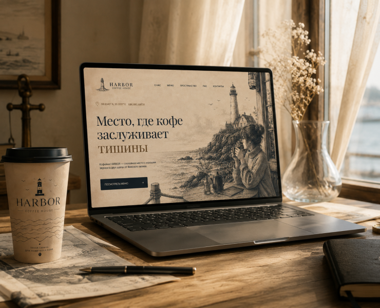 HARBOR | кофейня — Интерфейсы, Брендинг на Dprofile