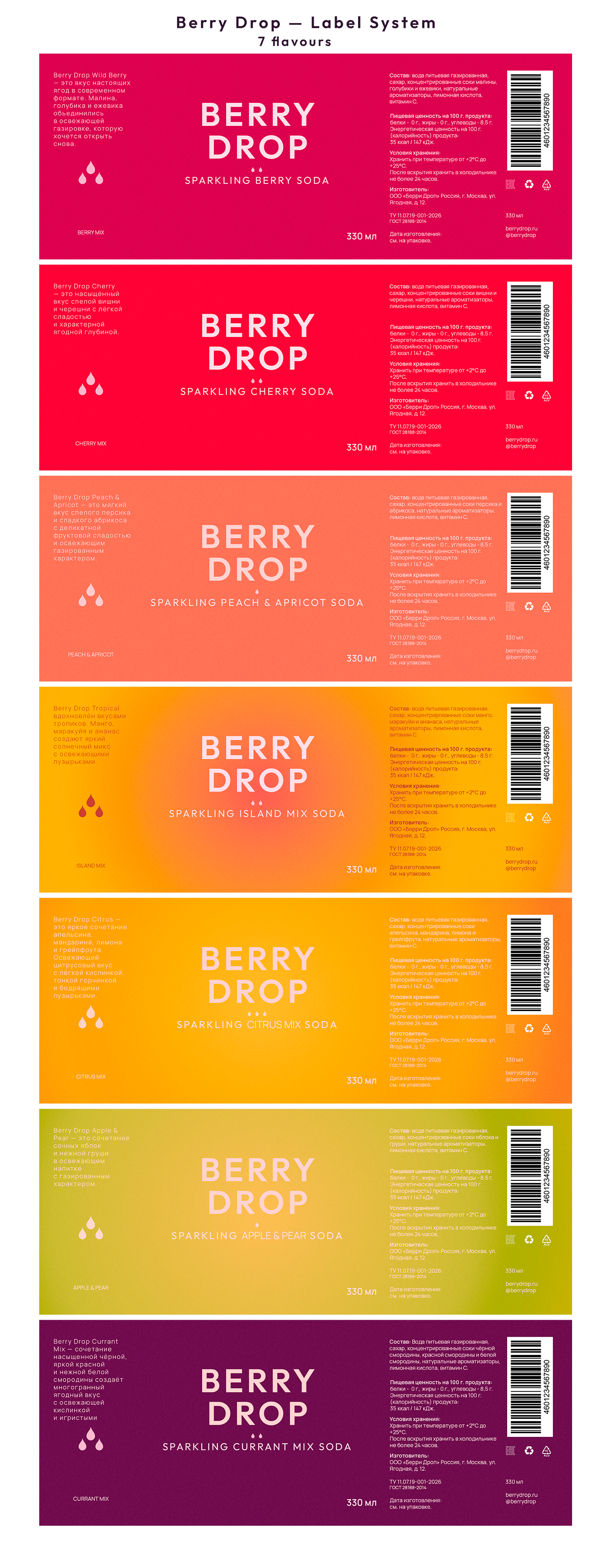 Berry Drop — концепт бренда газированных напитков — Изображение №2 — Брендинг, 3D на Dprofile