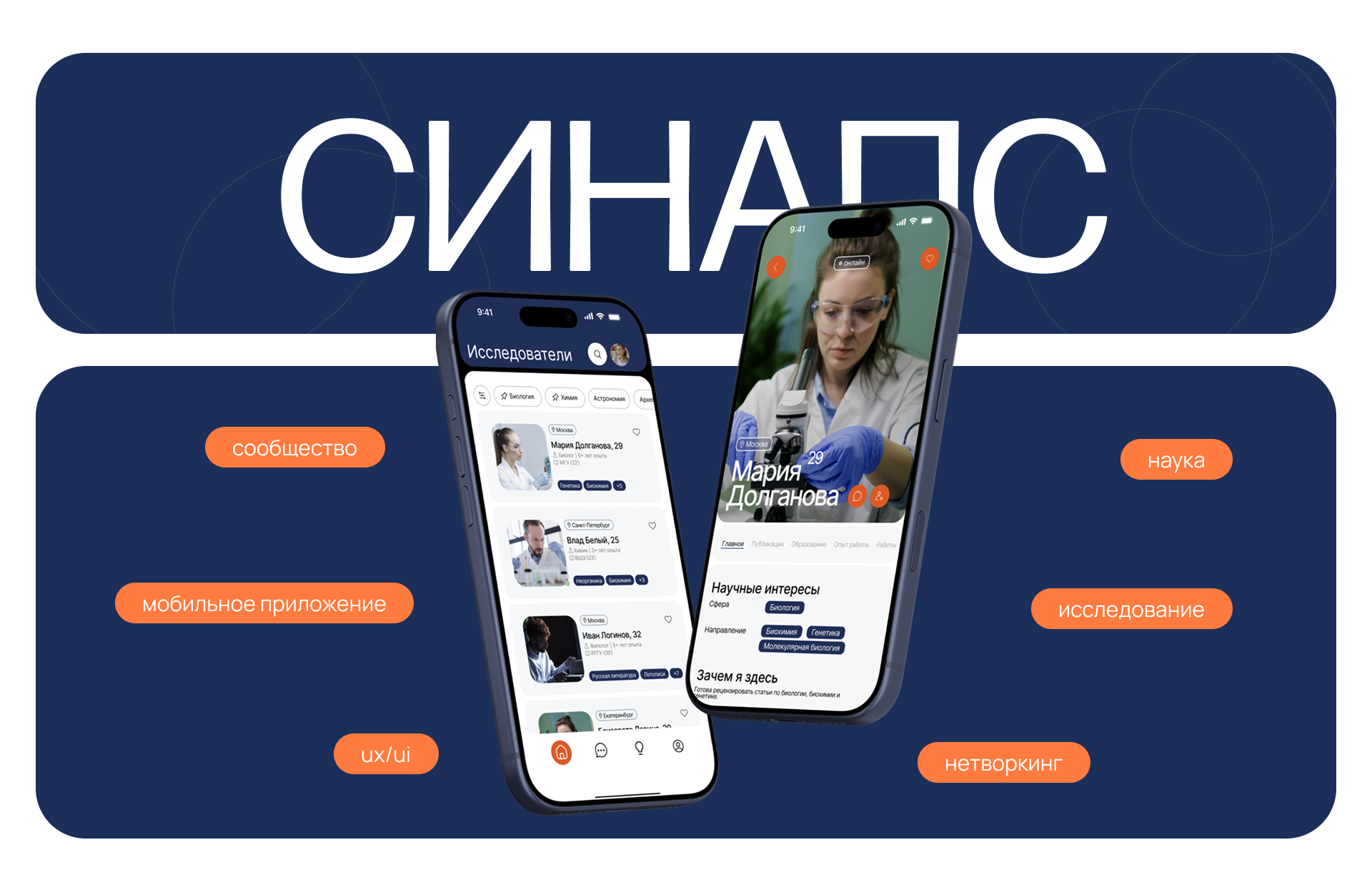 CИНАПС — приложение для научного нетворкинга — Изображение №1 — Интерфейсы, Брендинг на Dprofile