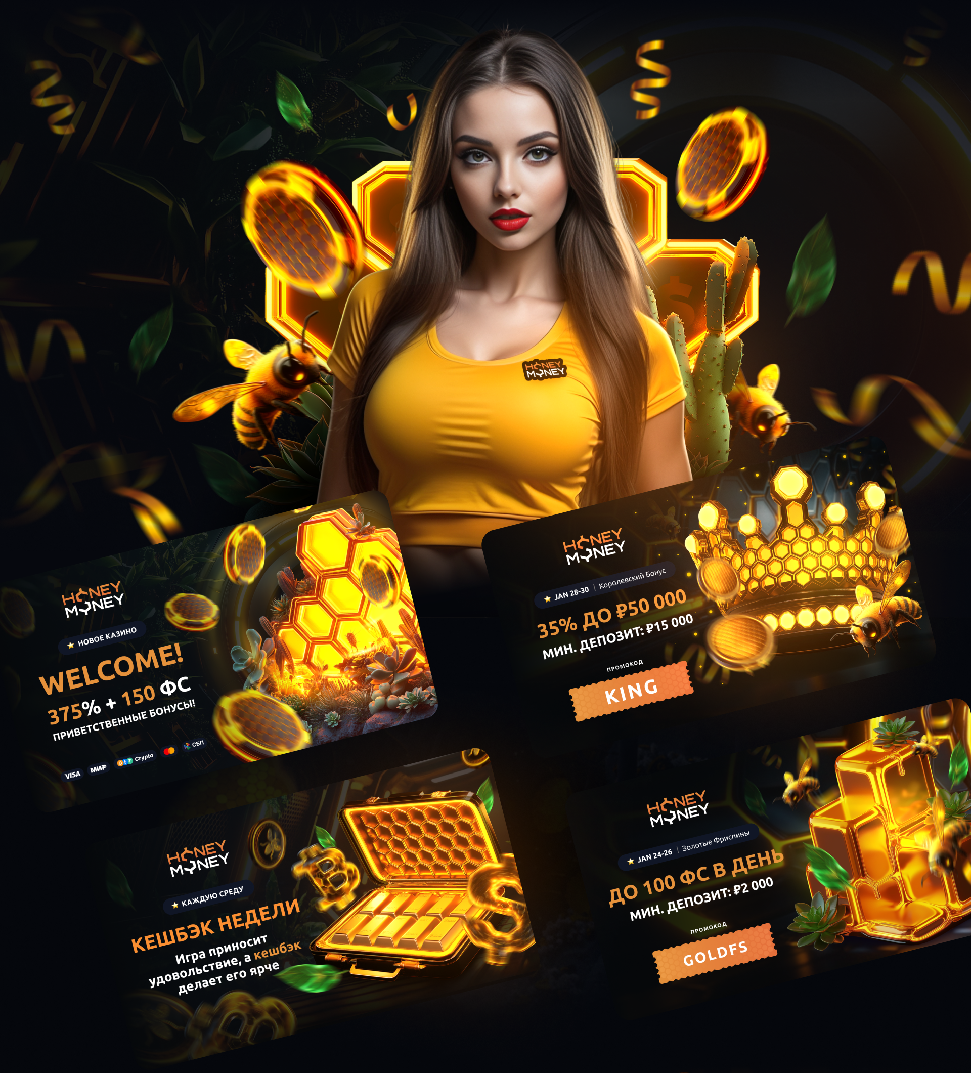 Honey Money I Gambling — Изображение №1 — Графика, Маркетинг на Dprofile