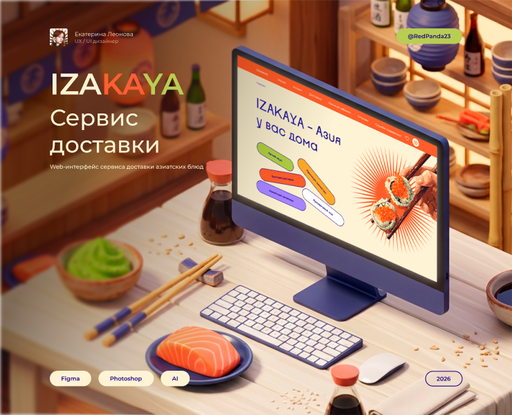 Дизайн сайта сервиса доставки "IZAKAYA" | UX/UI Дизайн на Dprofile