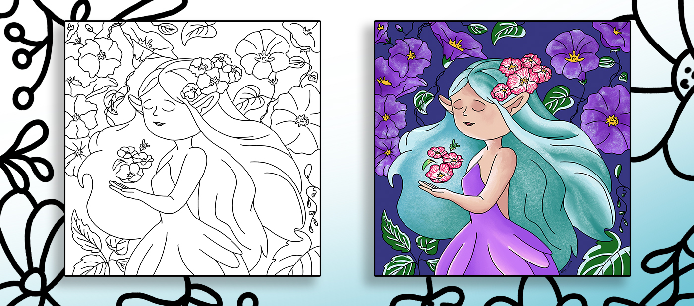Весенние антистресс-раскраски с цветами — Изображение №5 — Иллюстрация на Dprofile