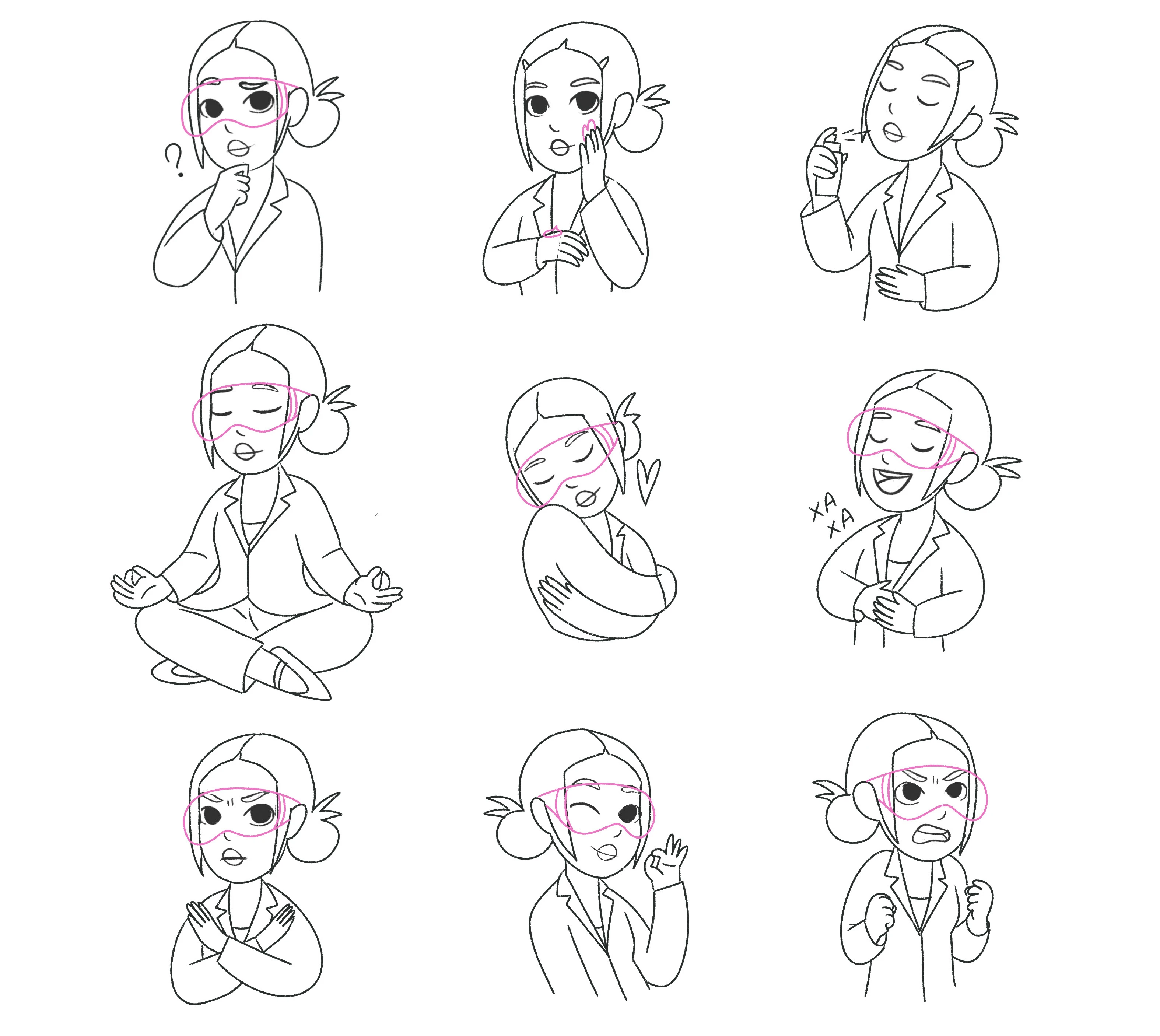 Скинтистка - маскот для Телеграм канала о красоте и уходе — Изображение №7 — Брендинг, Иллюстрация на Dprofile